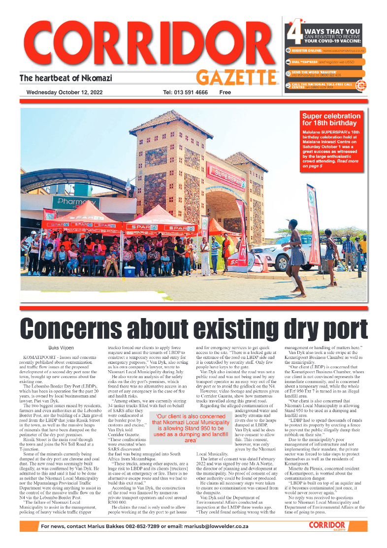 Corridor Gazette 12 October 2022 page 1