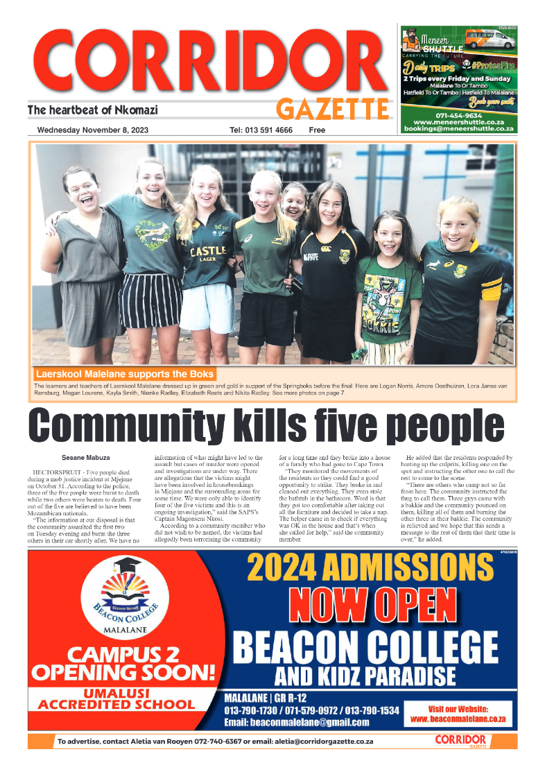 Corridor Gazette 08 November 2023 page 1