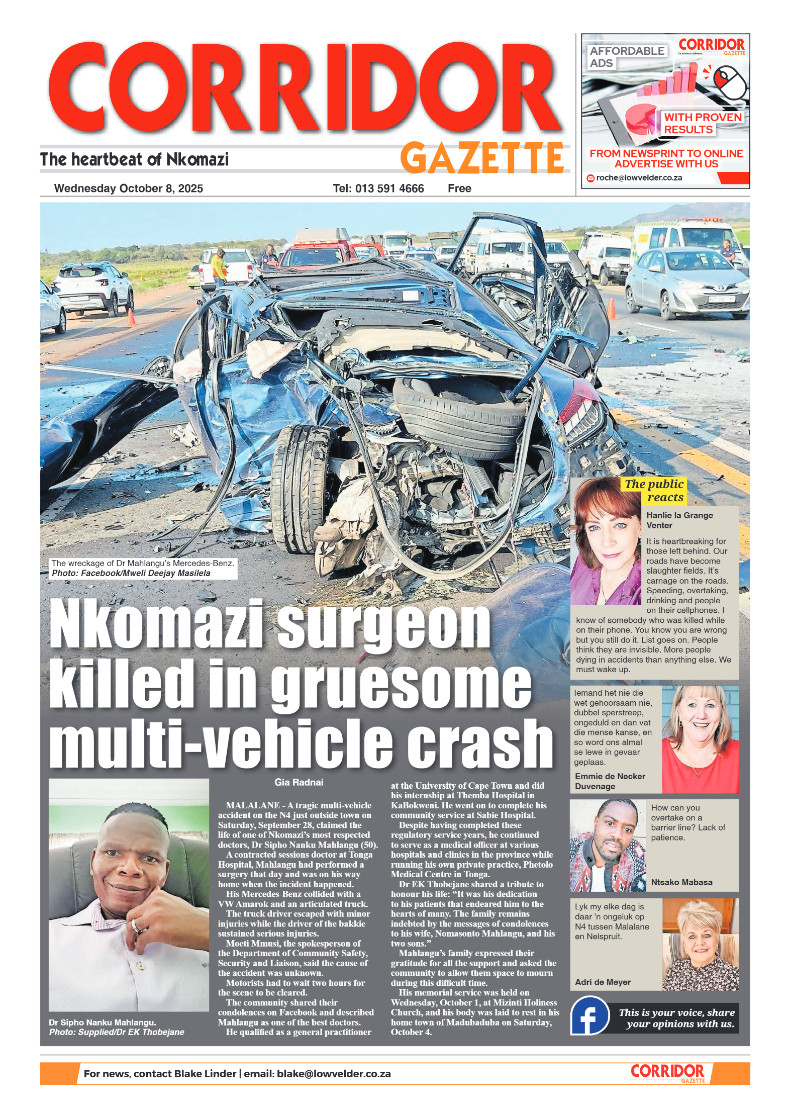 Corridor Gazette 08 October 2025 page 1