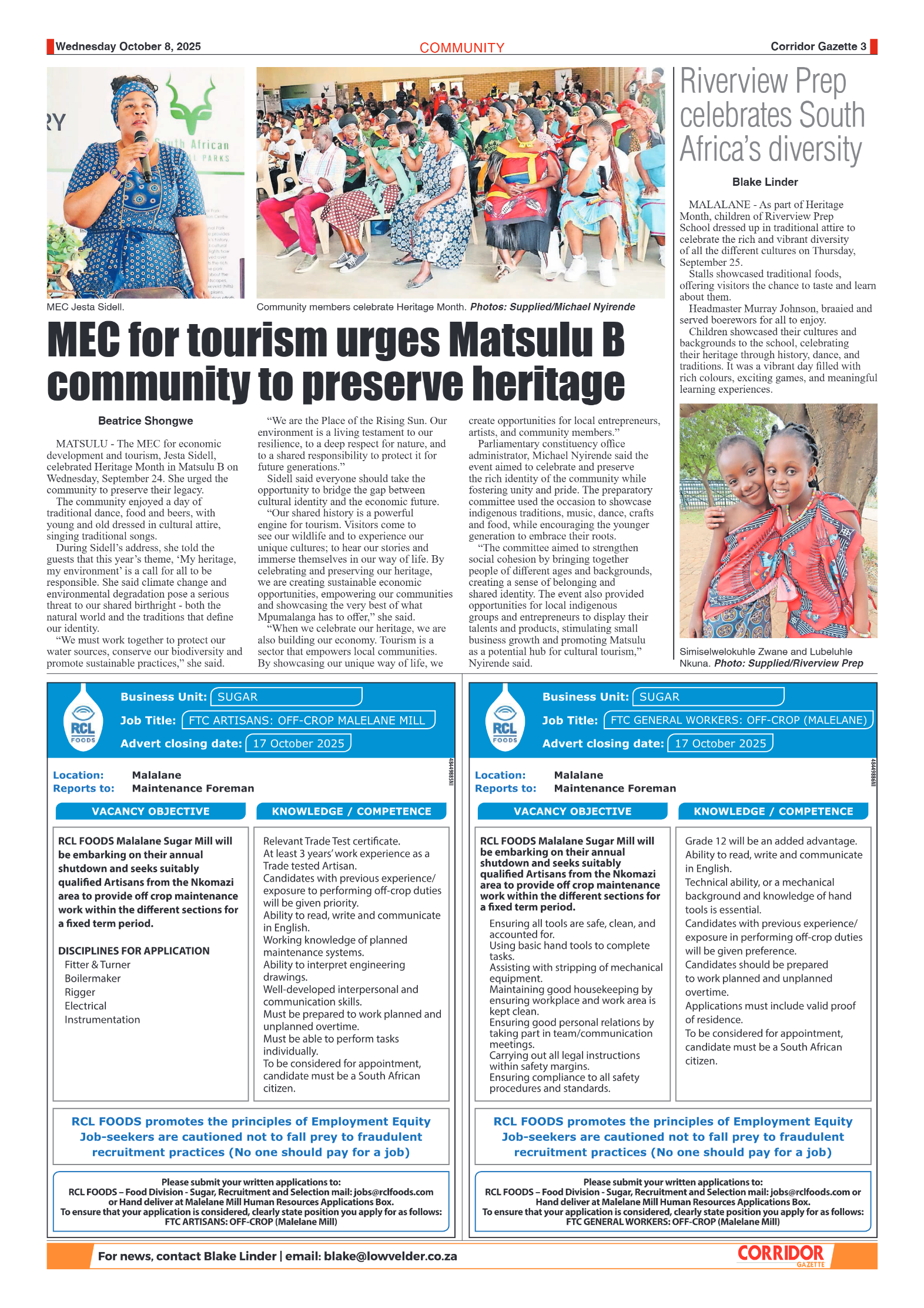 Corridor Gazette 08 October 2025 page 3