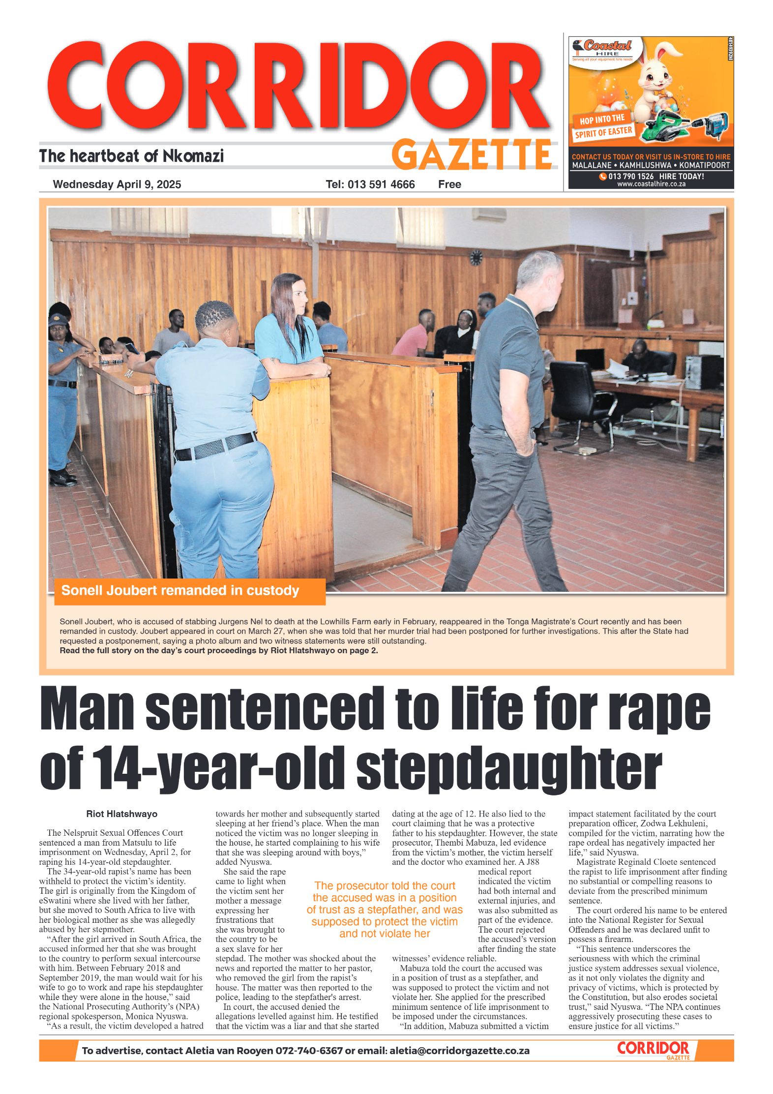 Corridor Gazette 09 April 2025 page 1