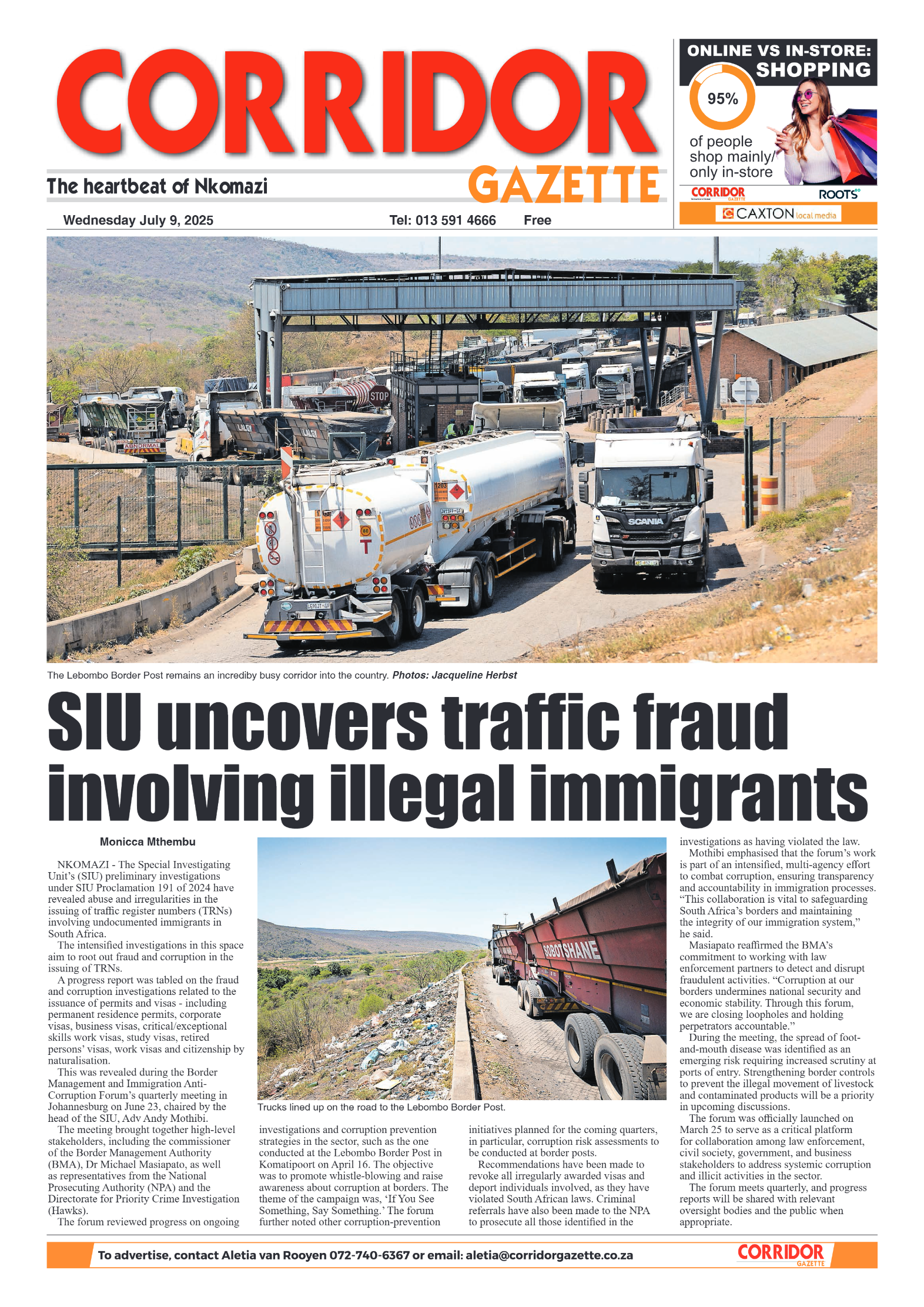 Corridor Gazette 09 July 2025 page 1