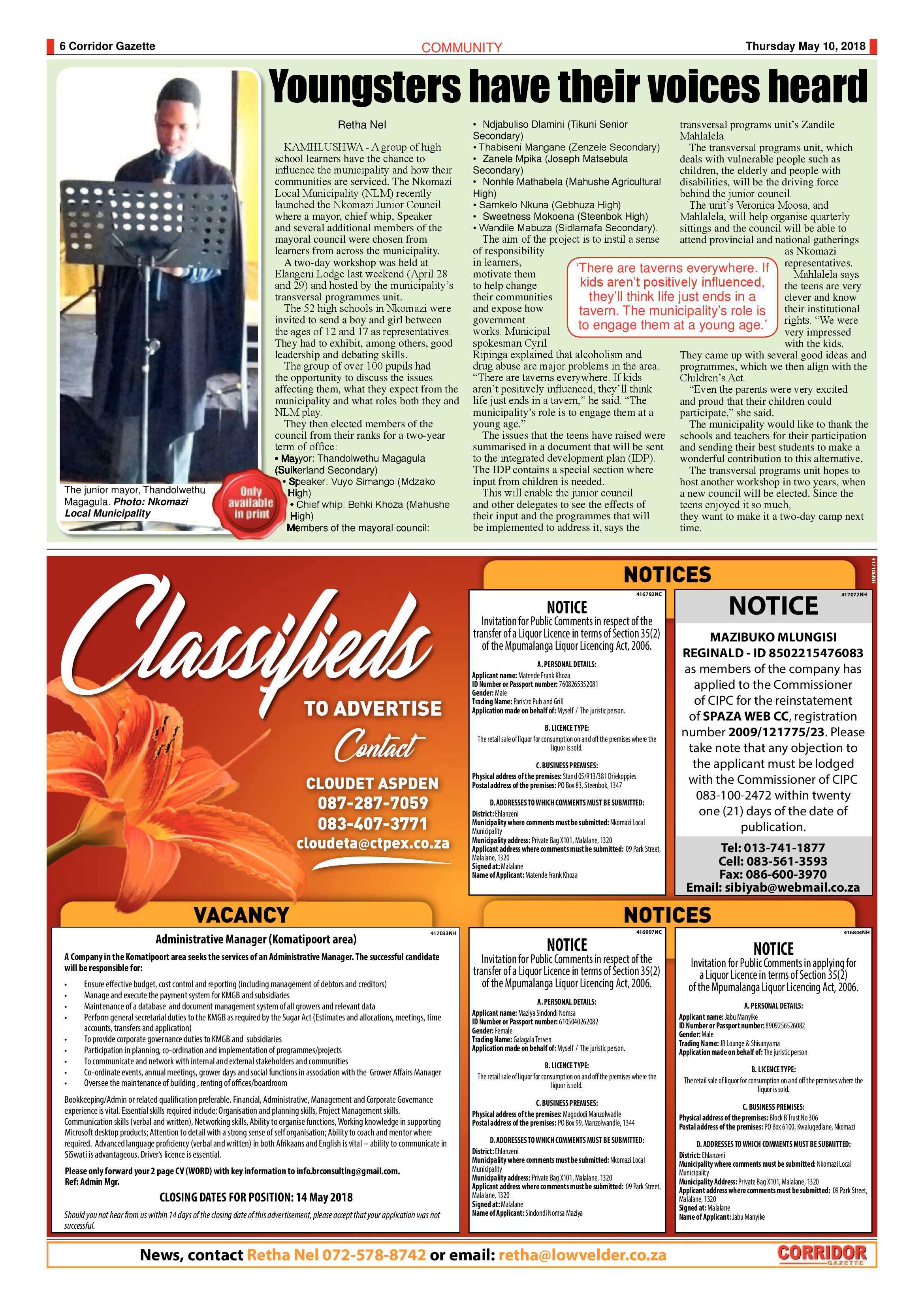 Corridor Gazette 10 May 2018 page 6