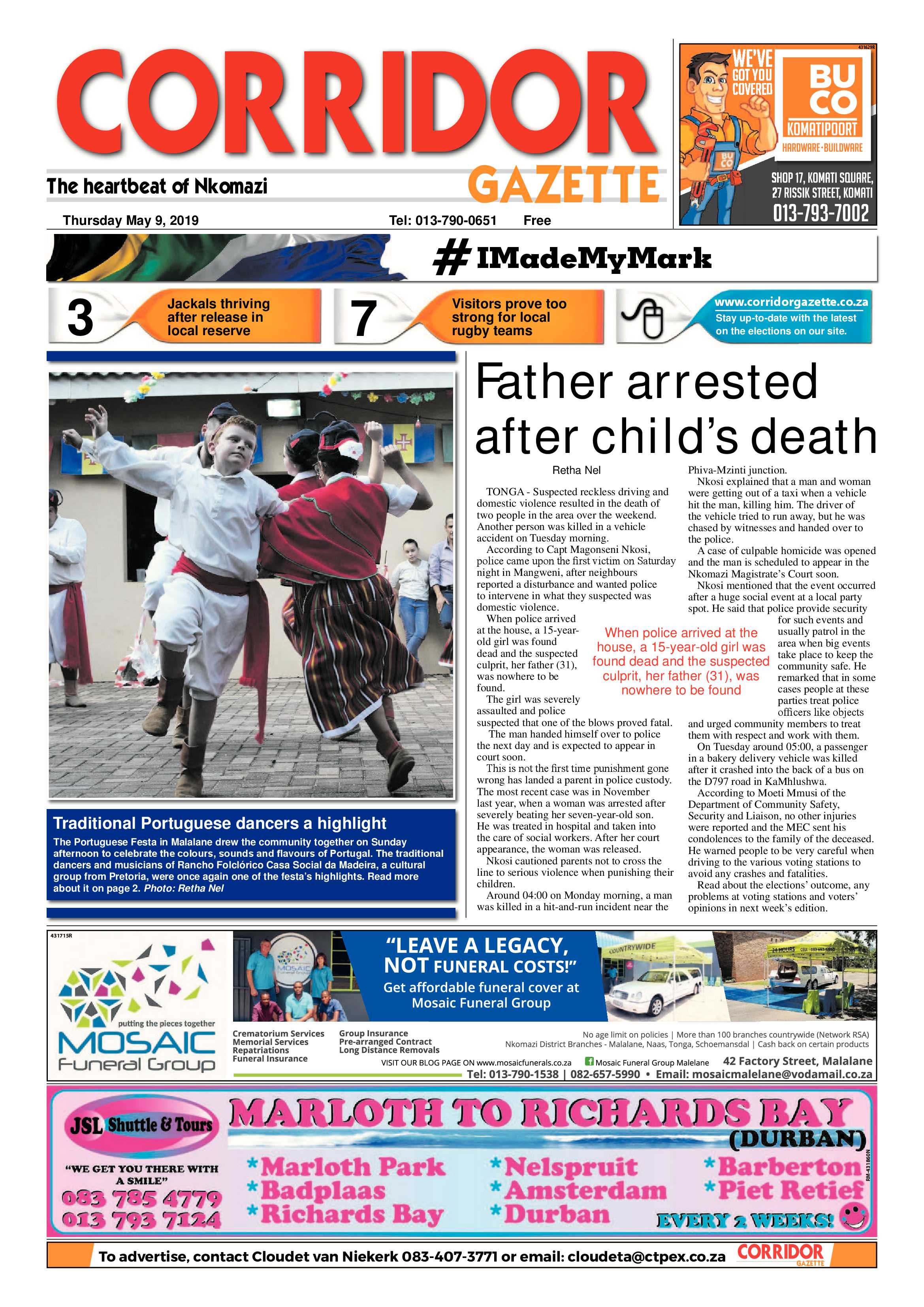 Corridor Gazette 9 May 2019 page 1