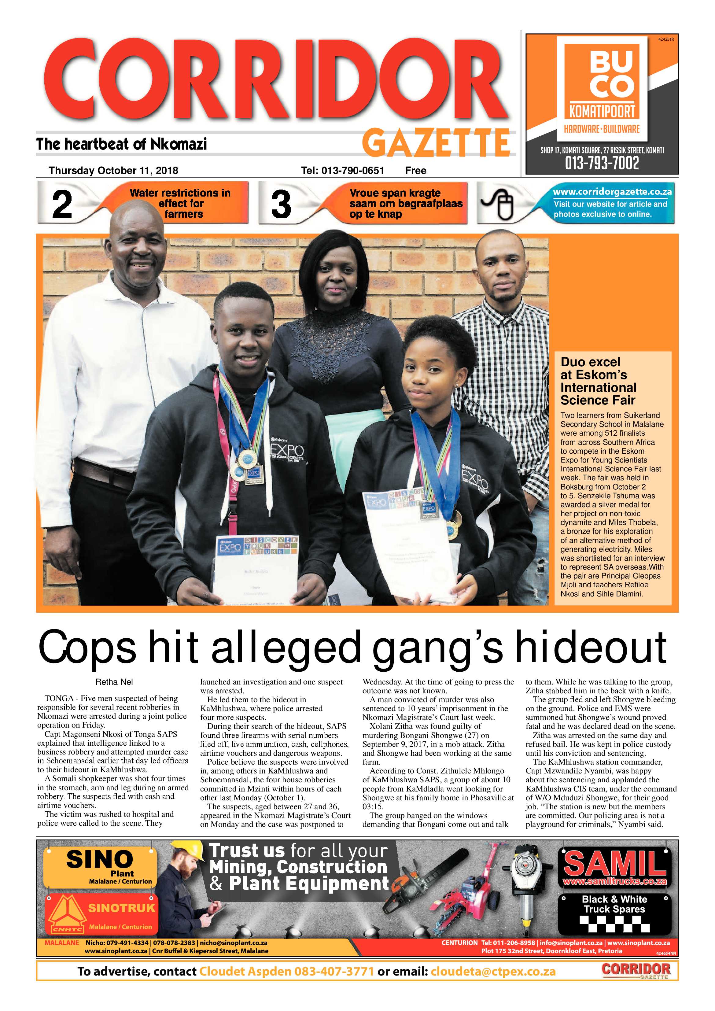 Corridor Gazette 10 October 2018 page 1