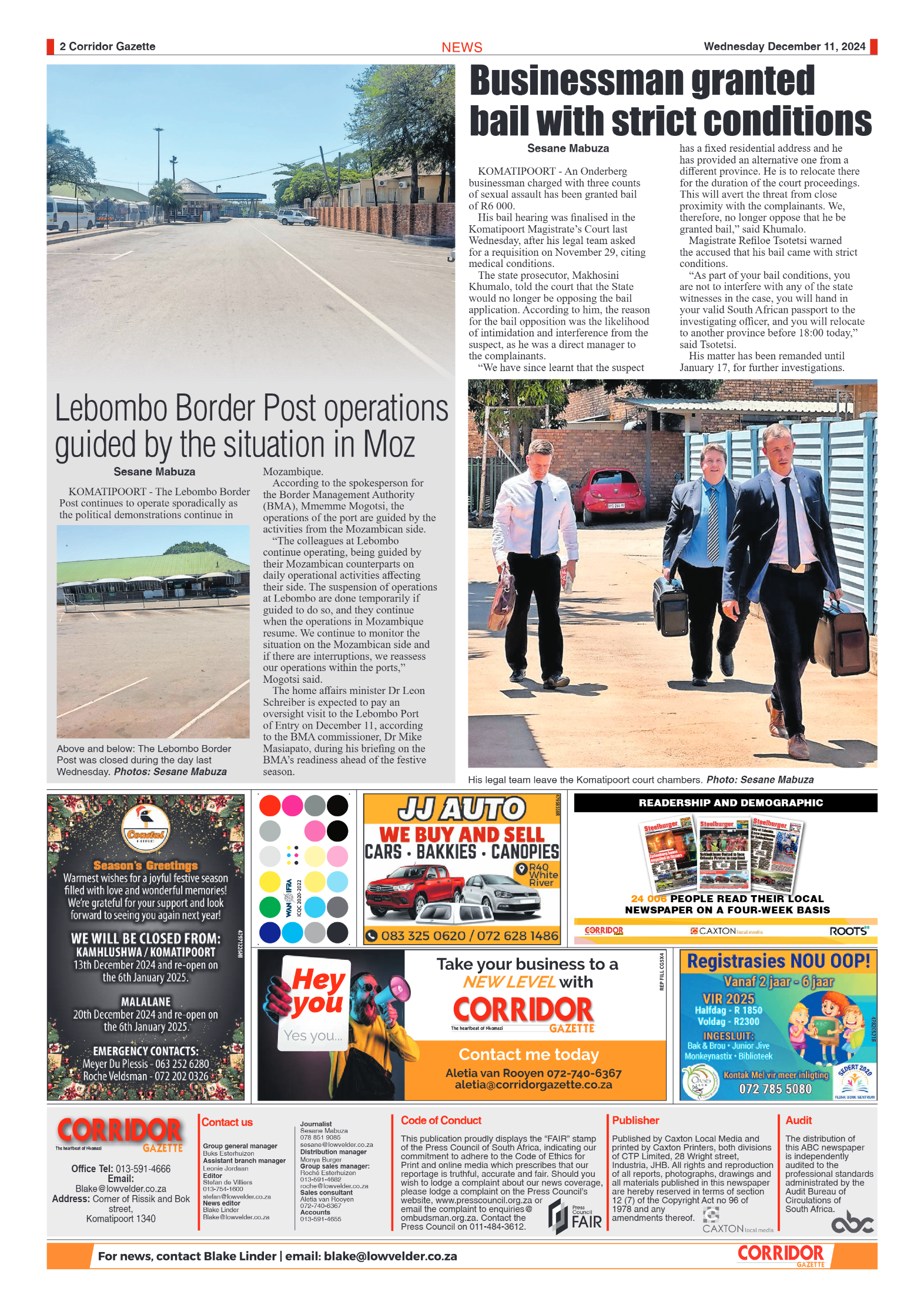 Corridor Gazette 11 December 2024 page 2