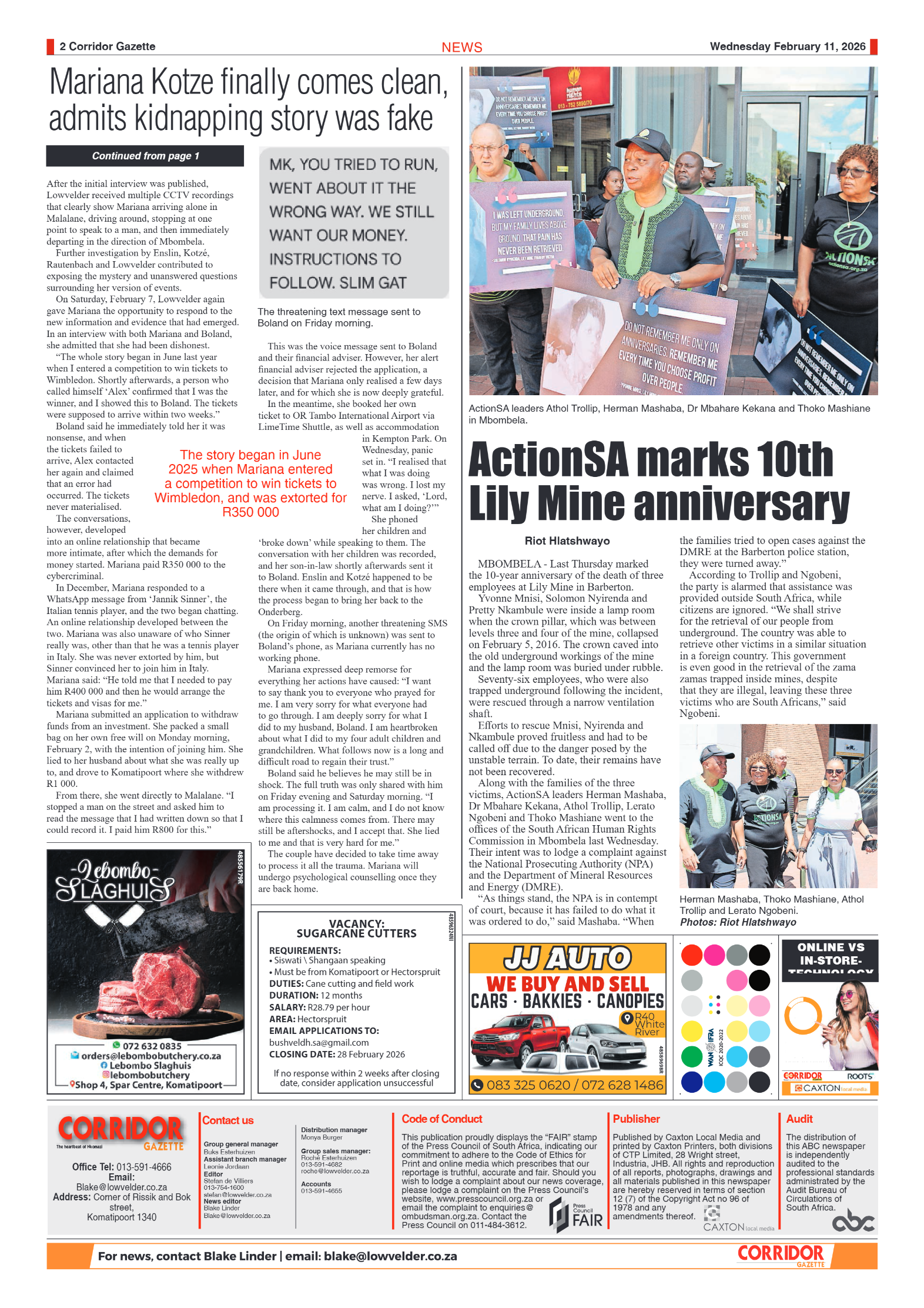 Corridor Gazette 10 February 2026 page 2