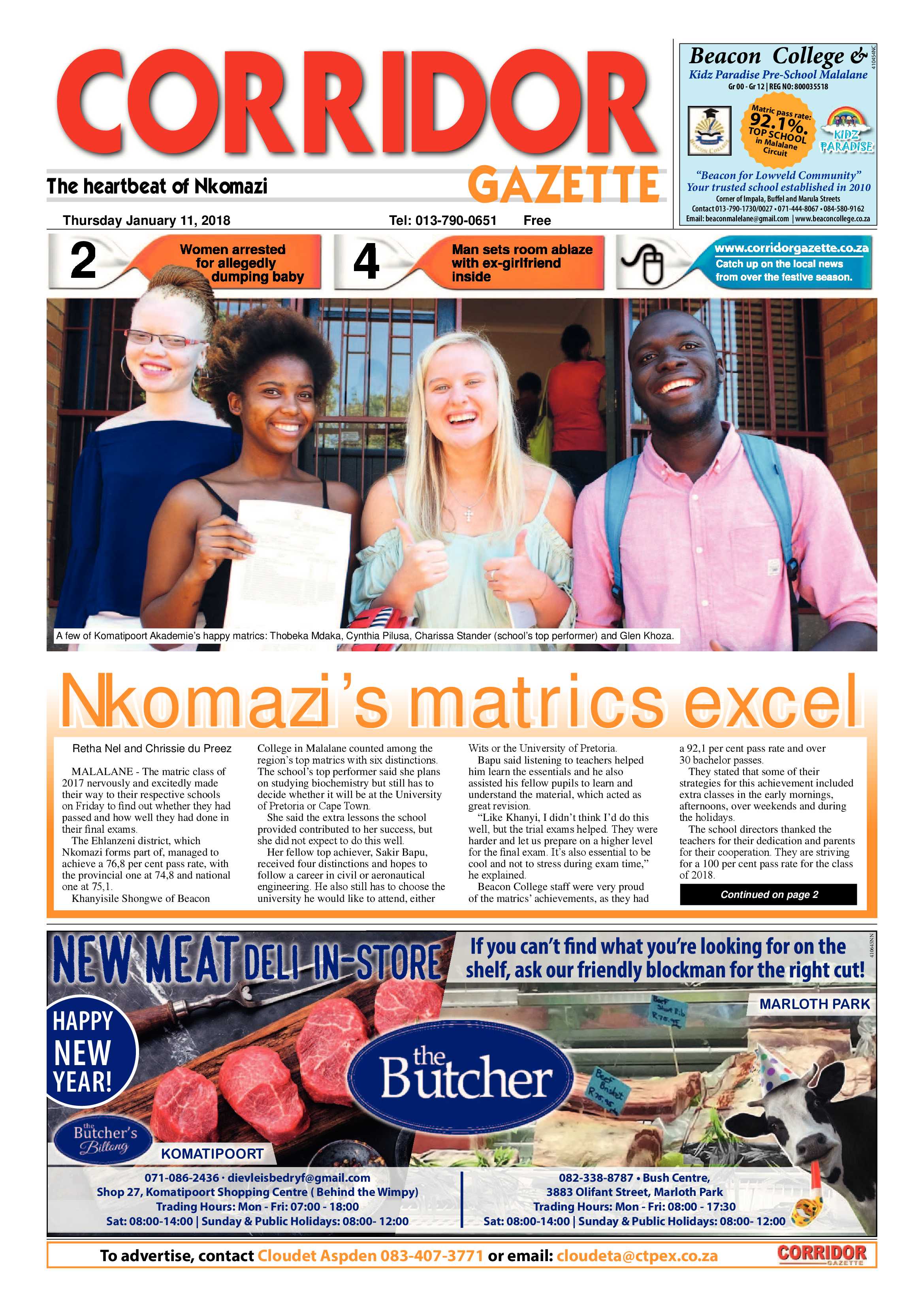 Corridor Gazette 11 January 2018 page 1