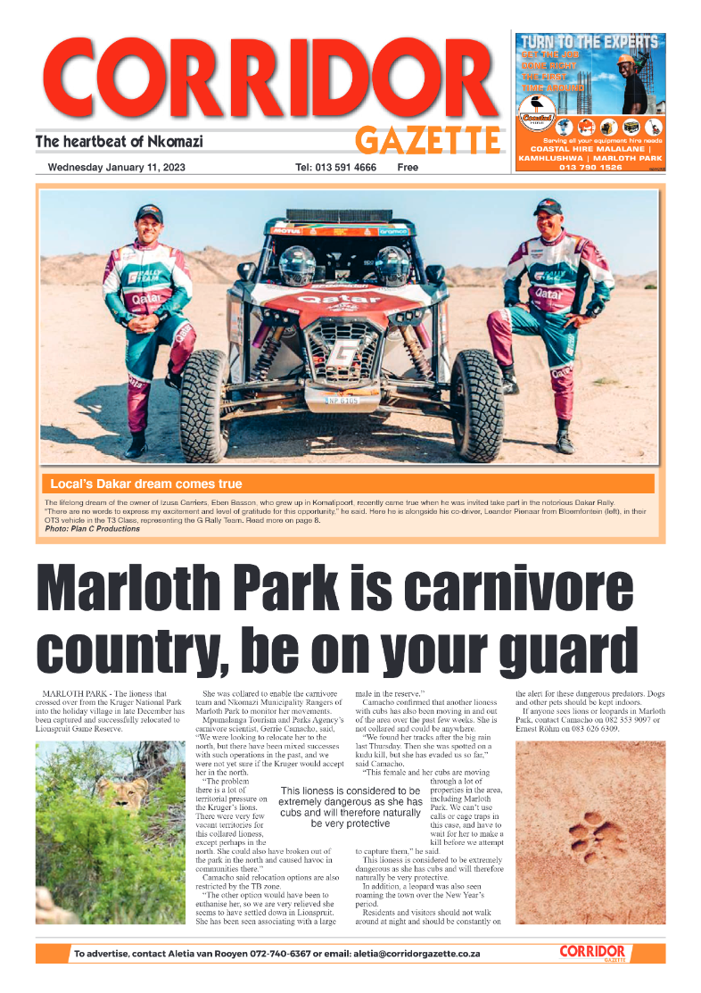 Corridor Gazette 11 January 2023 page 1