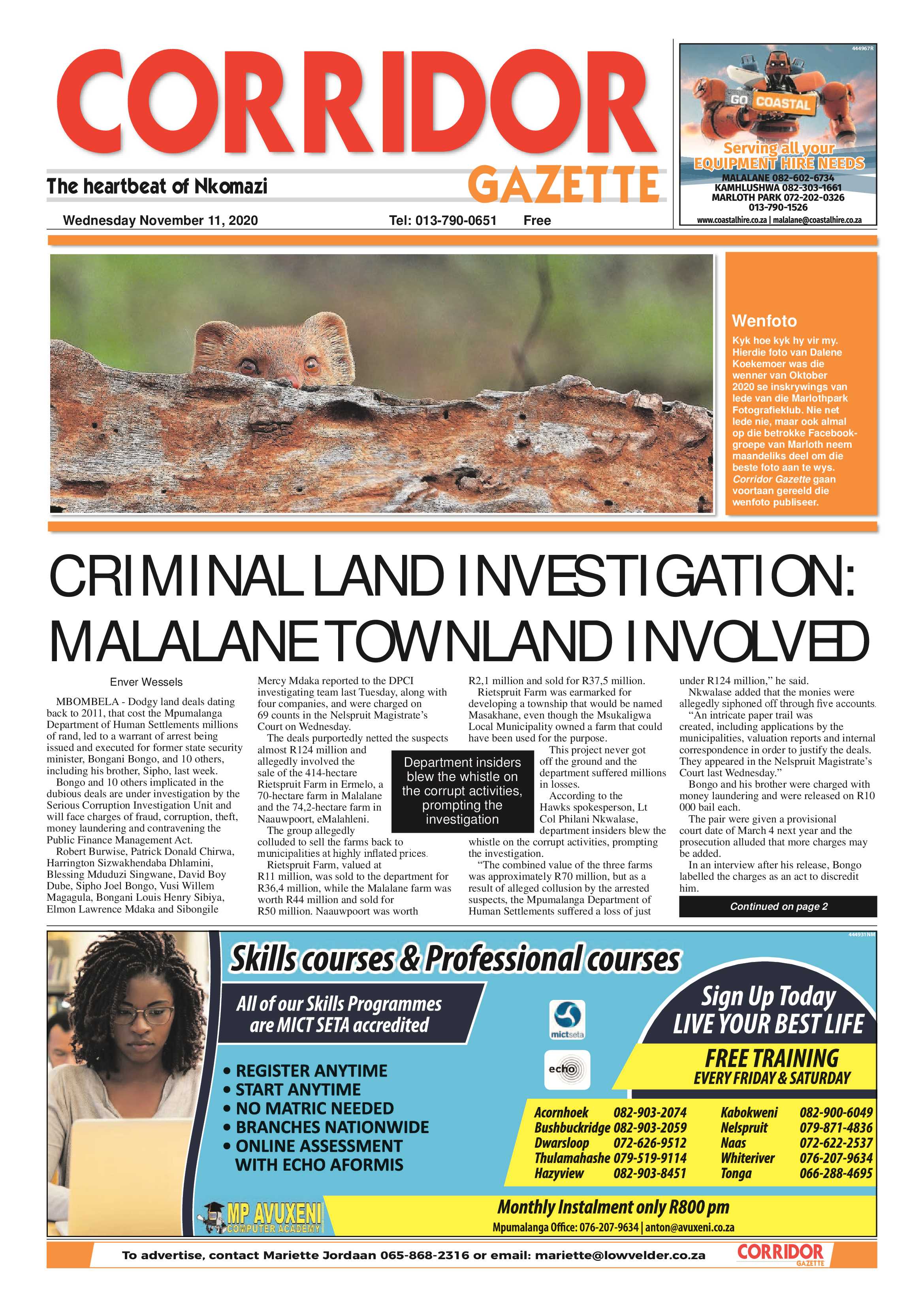 Corridor Gazette 11 November 2020 page 1