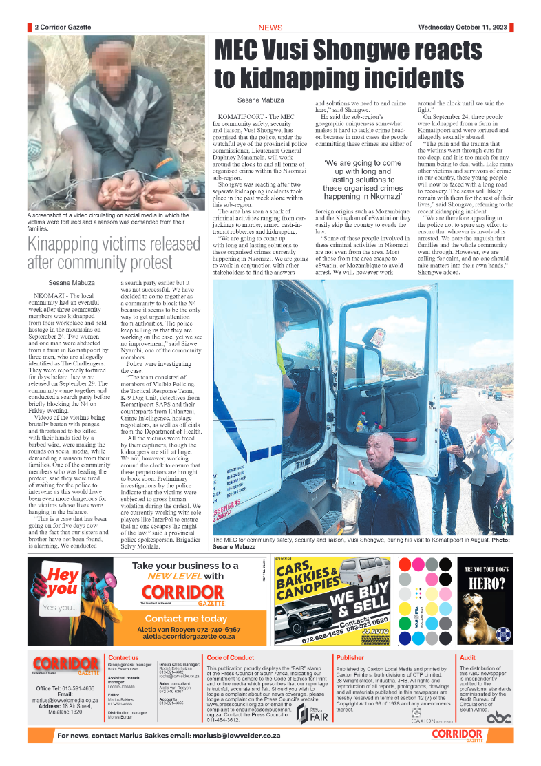 Corridor Gazette 11 October 2023 page 2