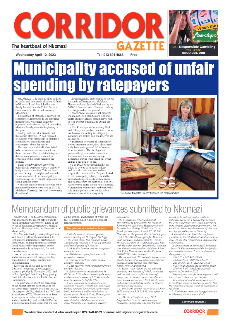 Corridor Gazette 12 April 2023 page 1