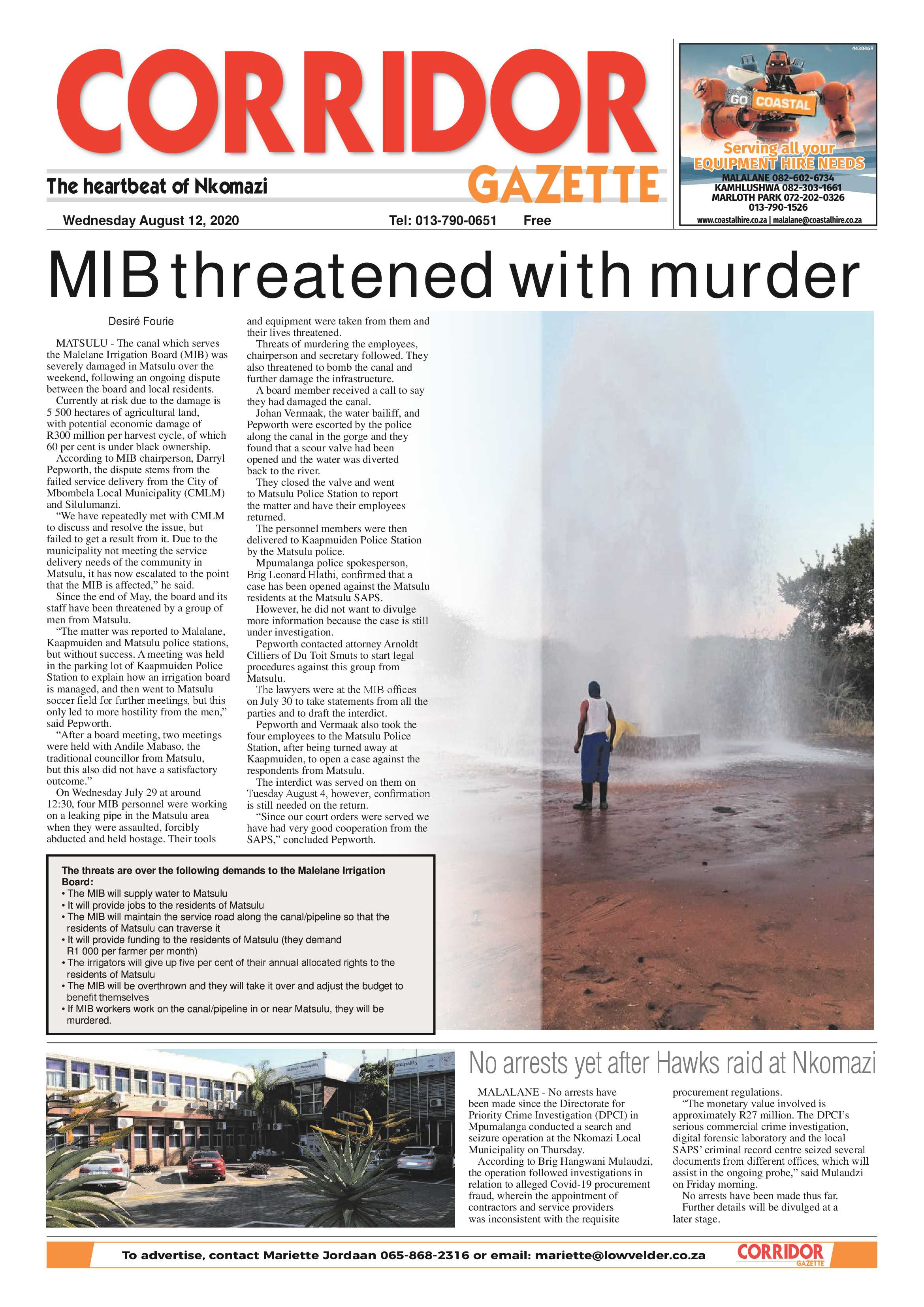 Corridor Gazette 12 August 2020 page 1