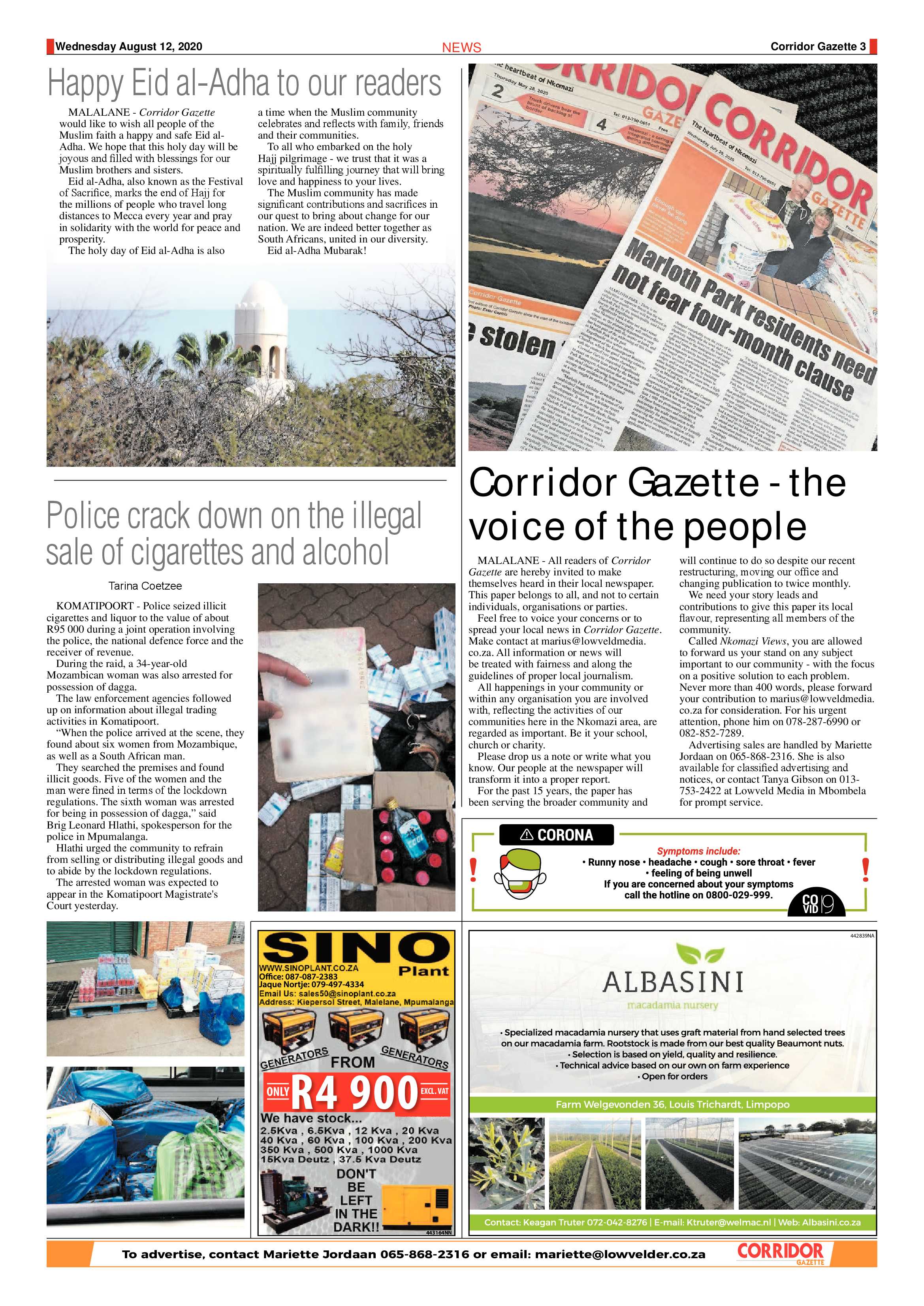 Corridor Gazette 12 August 2020 page 3
