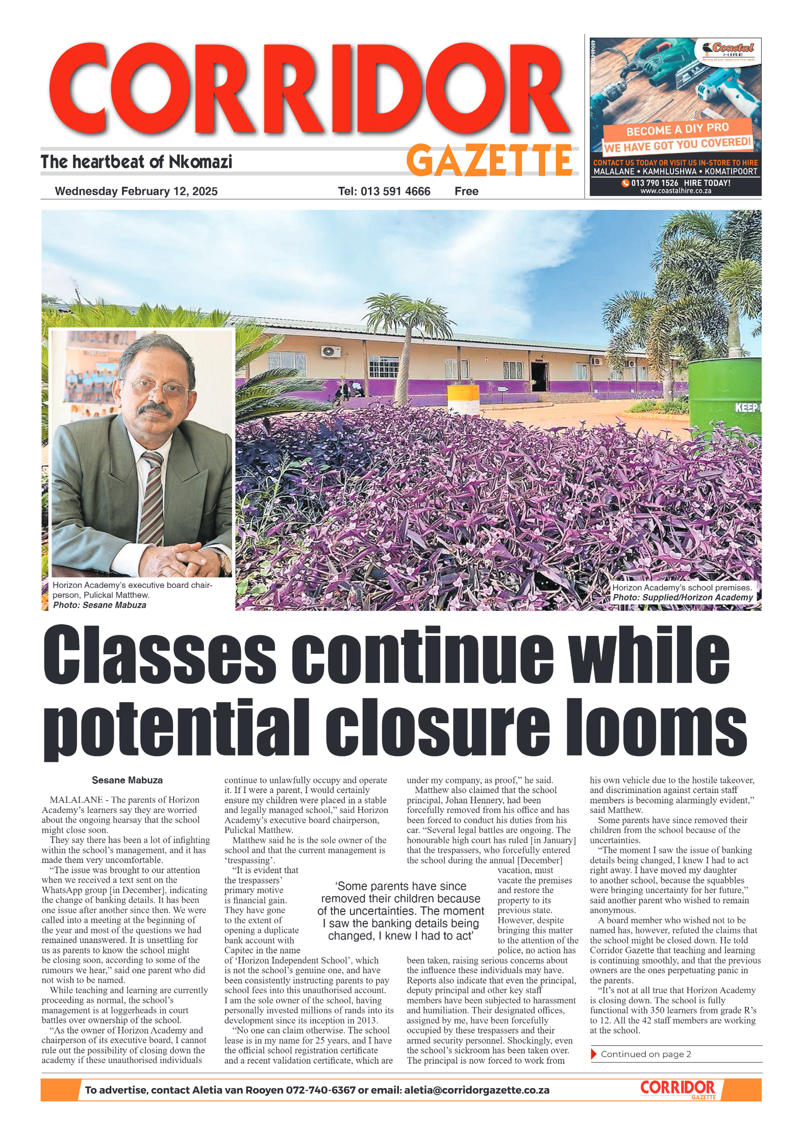 Corridor Gazette 12 February 2025 page 1