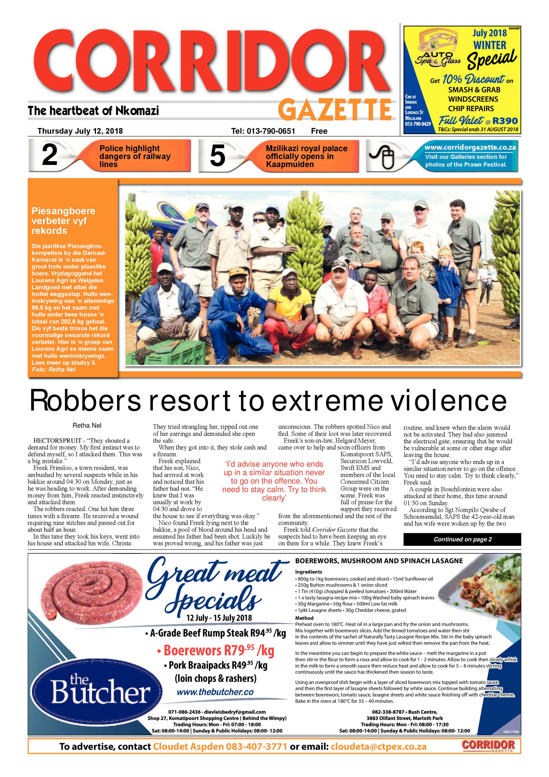 Corridor Gazette 12 July 2018 page 1