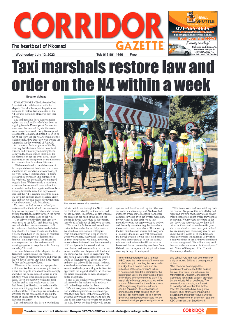 Corridor Gazette 12 July 2023 page 1