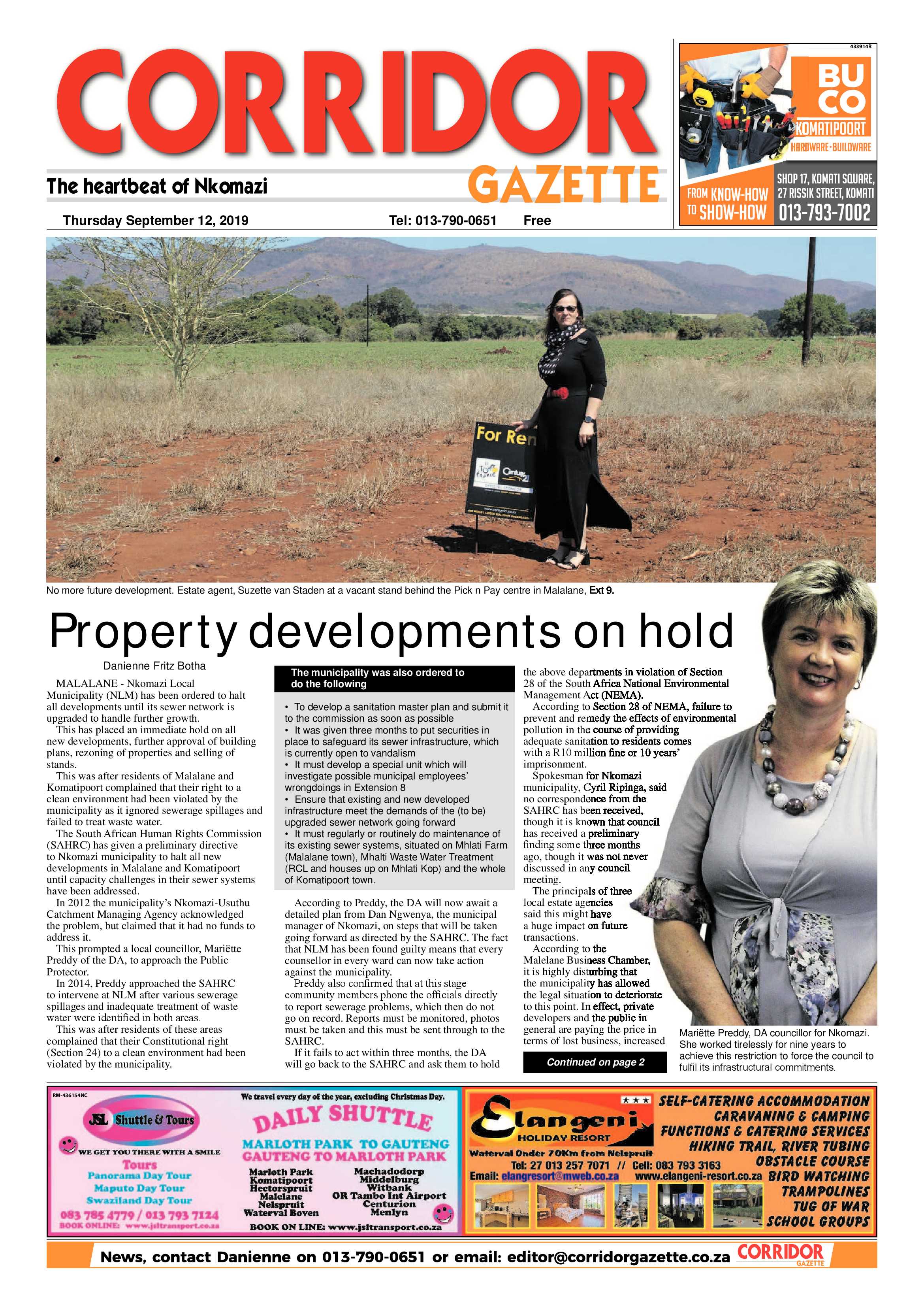 Corridor Gazette 12 September 2019 page 1