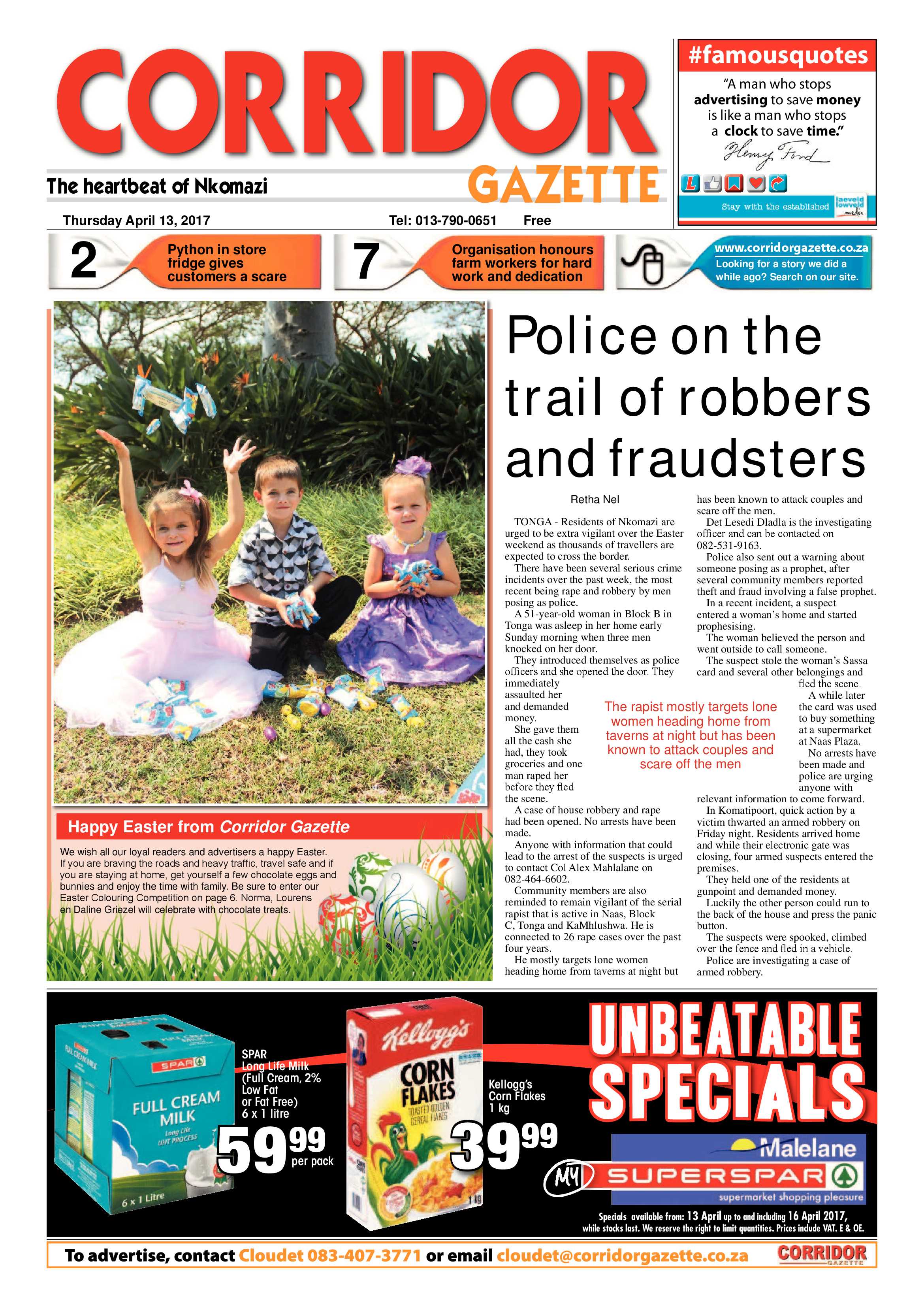 Corridor Gazette 13 April 2017 page 1