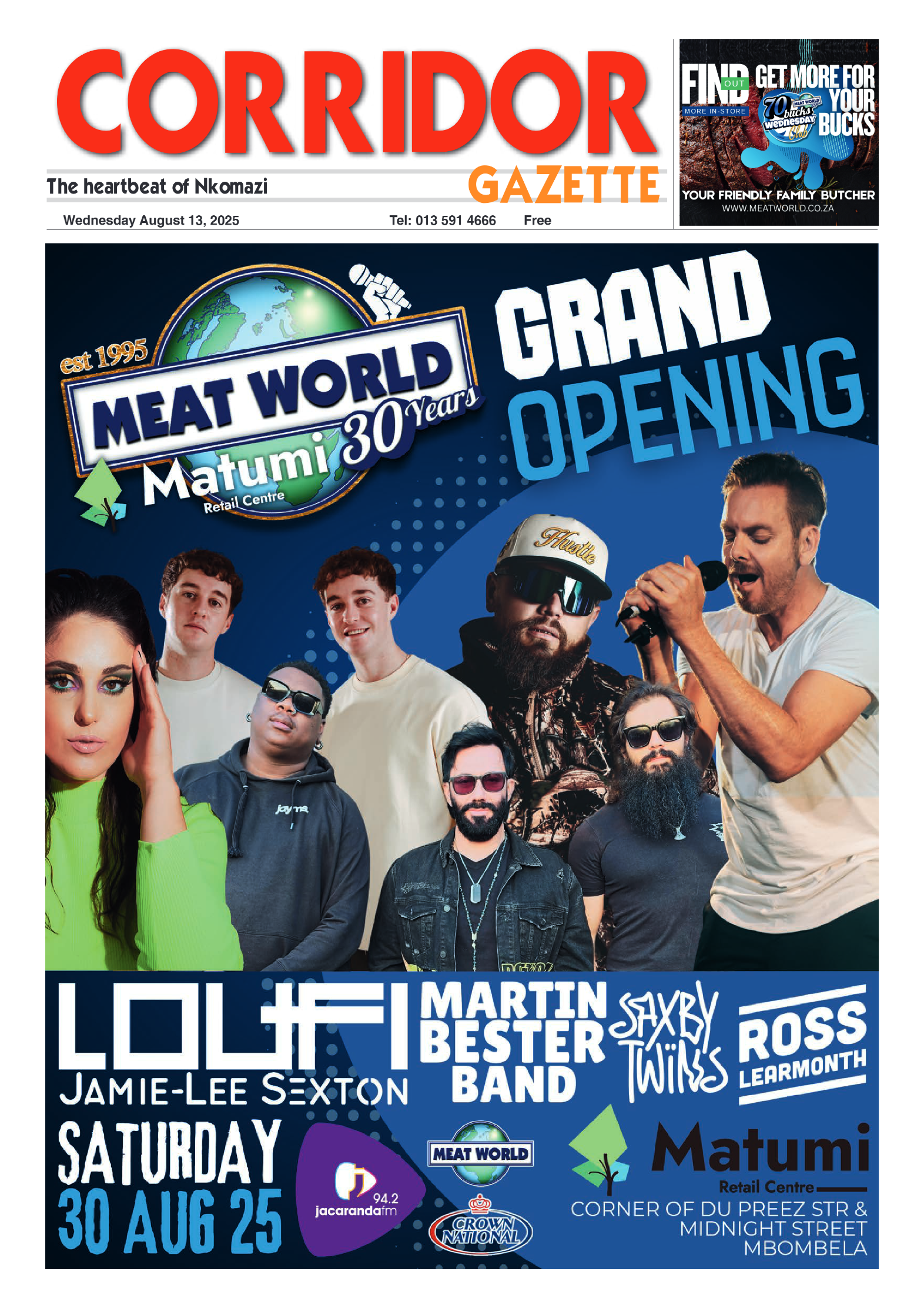 Corridor Gazette 13 August 2025 page 1