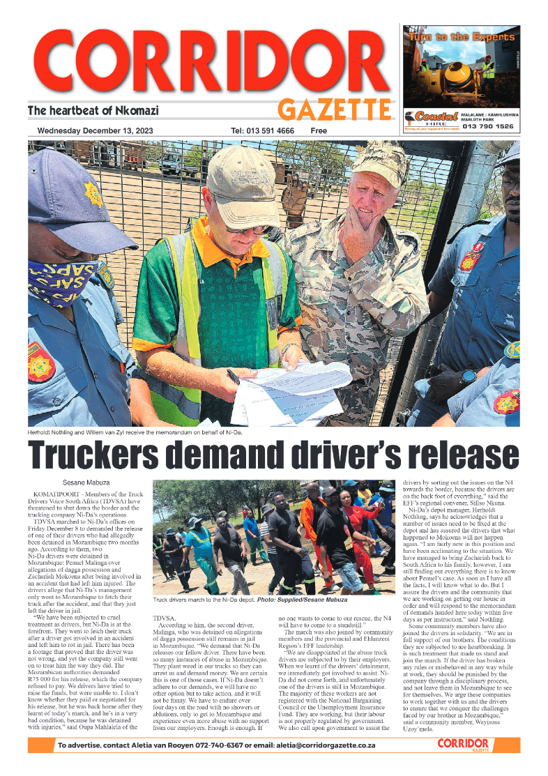 Corridor Gazette 13 December 2023 page 1