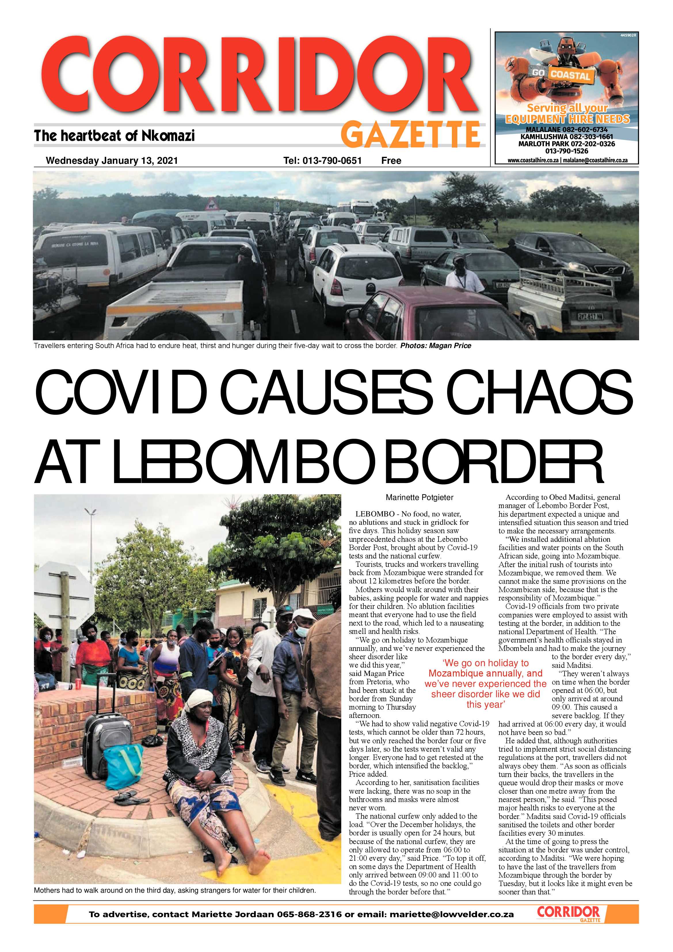 Corridor Gazette 13 January 2021 page 1