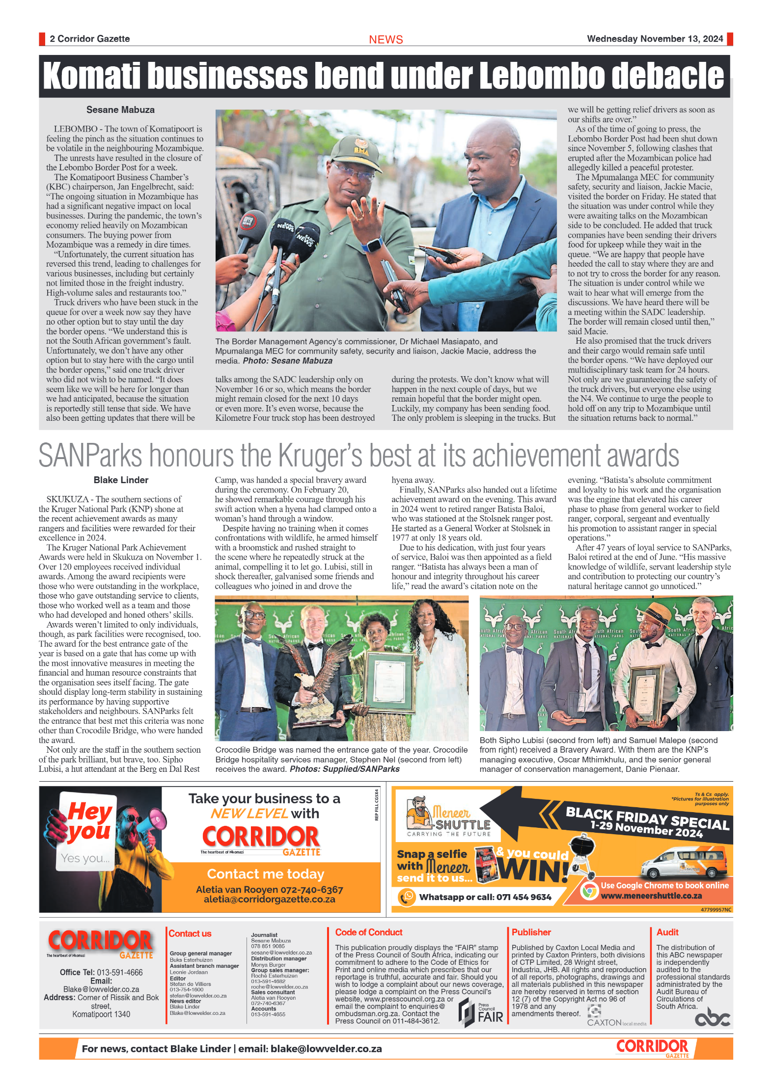 Corridor Gazette 13 November 2024 page 2