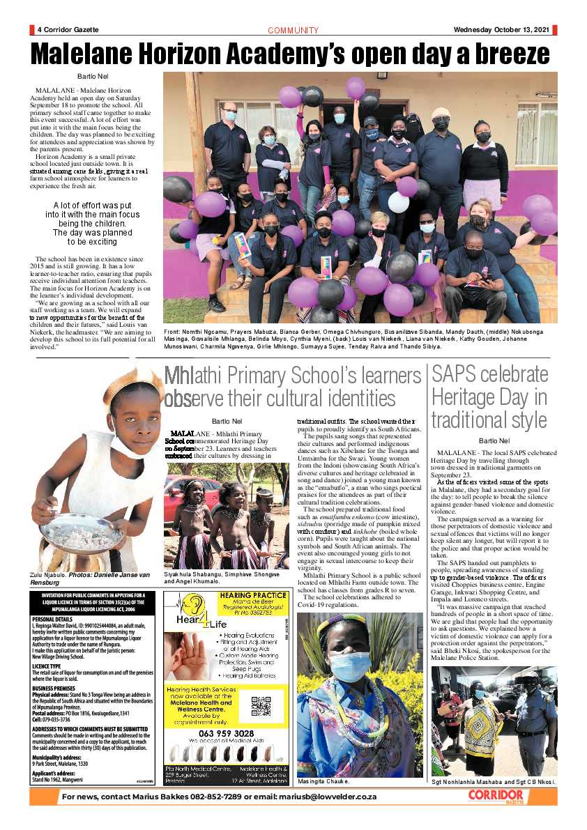 Corridor Gazette 13 October 2021 page 4