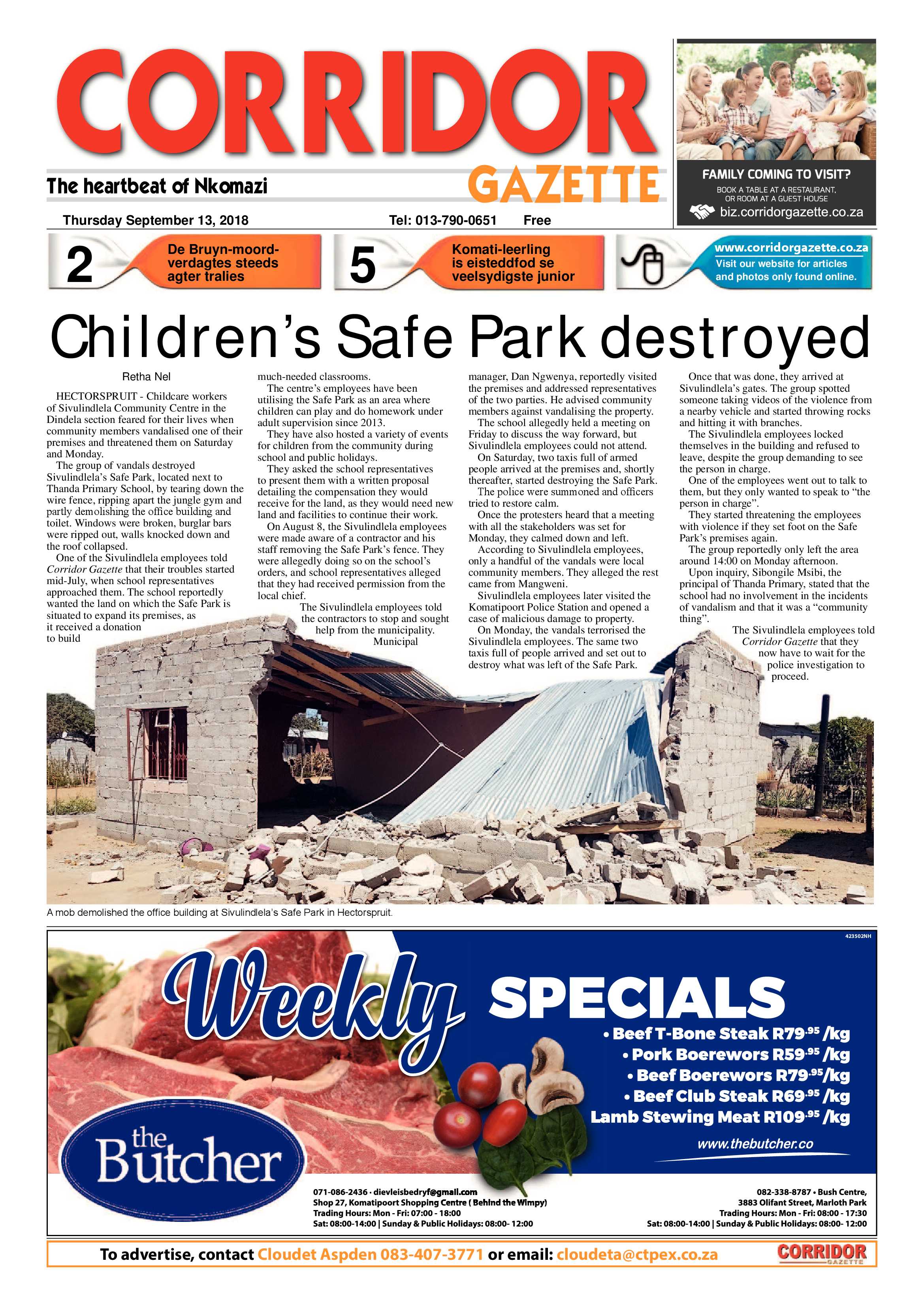 Corridor Gazette 13 September 2018 page 1