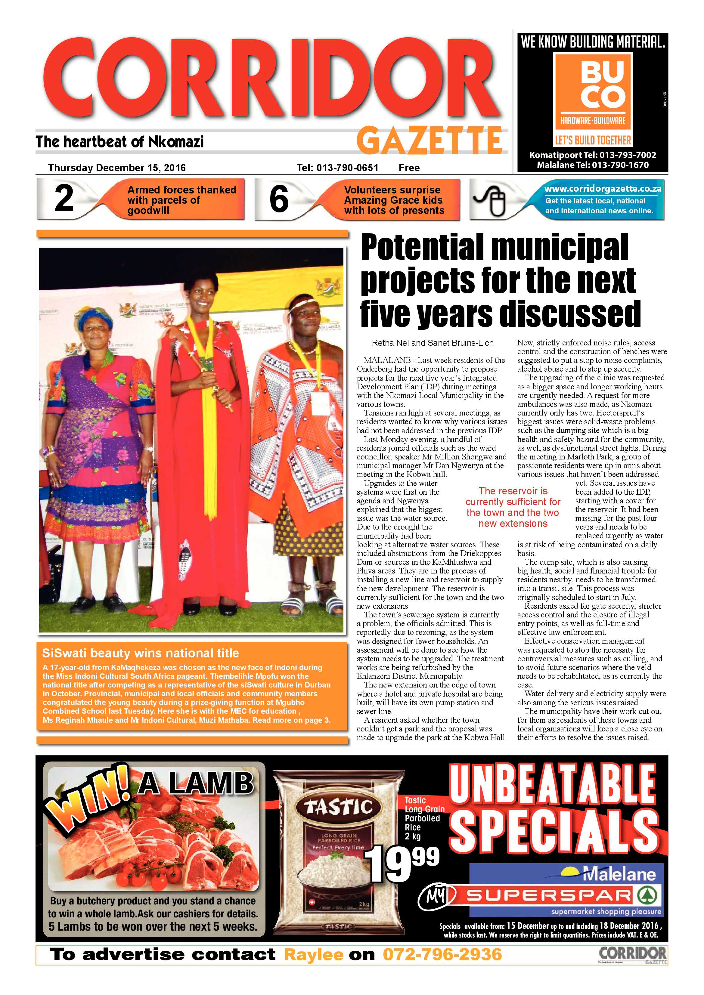 Corridor Gazette 15 December 2016 page 1