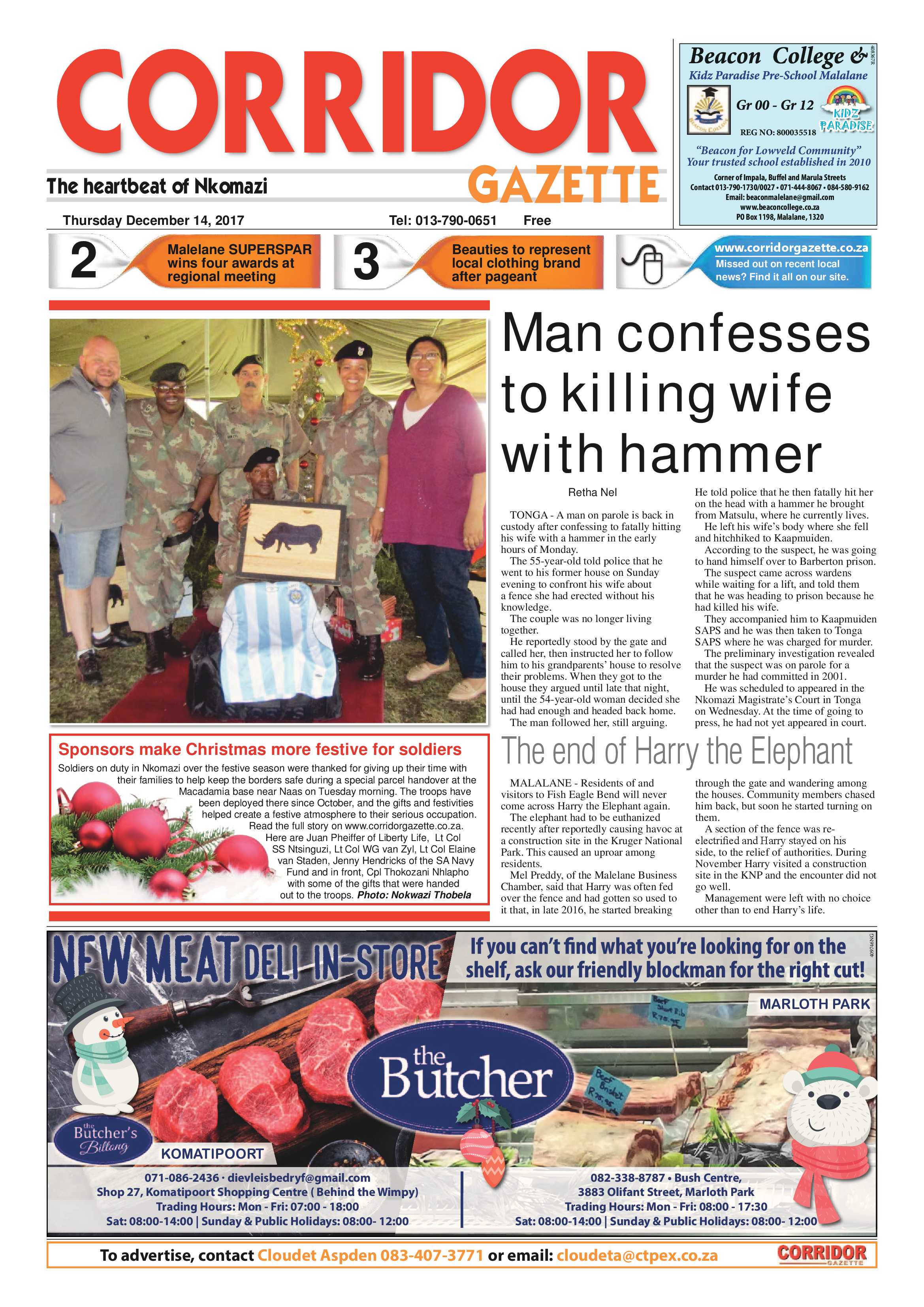 Corridor Gazette 14 December 2017 page 1
