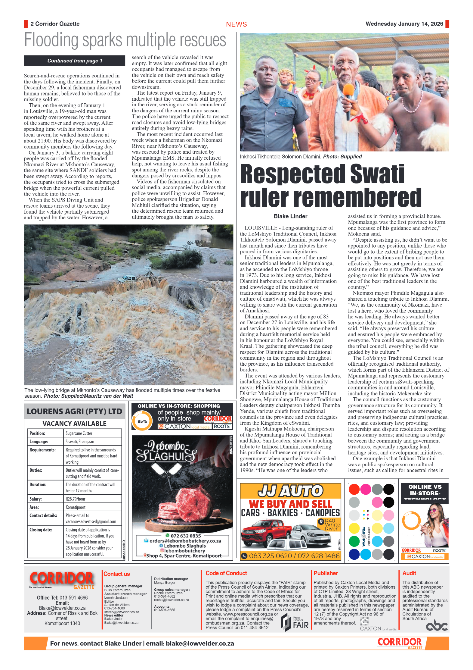 Corridor Gazette 14 January 2026 page 2