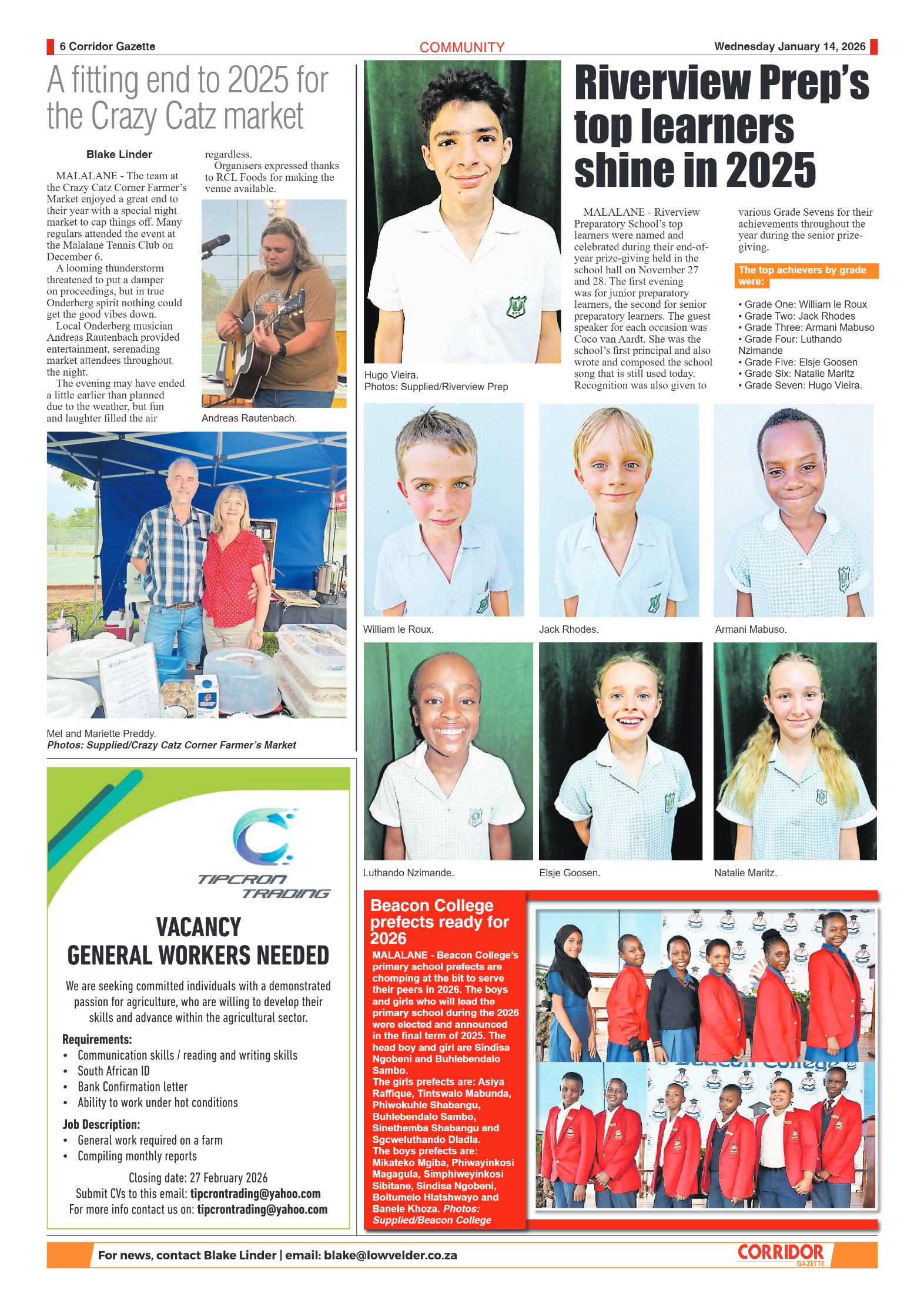 Corridor Gazette 14 January 2026 page 6