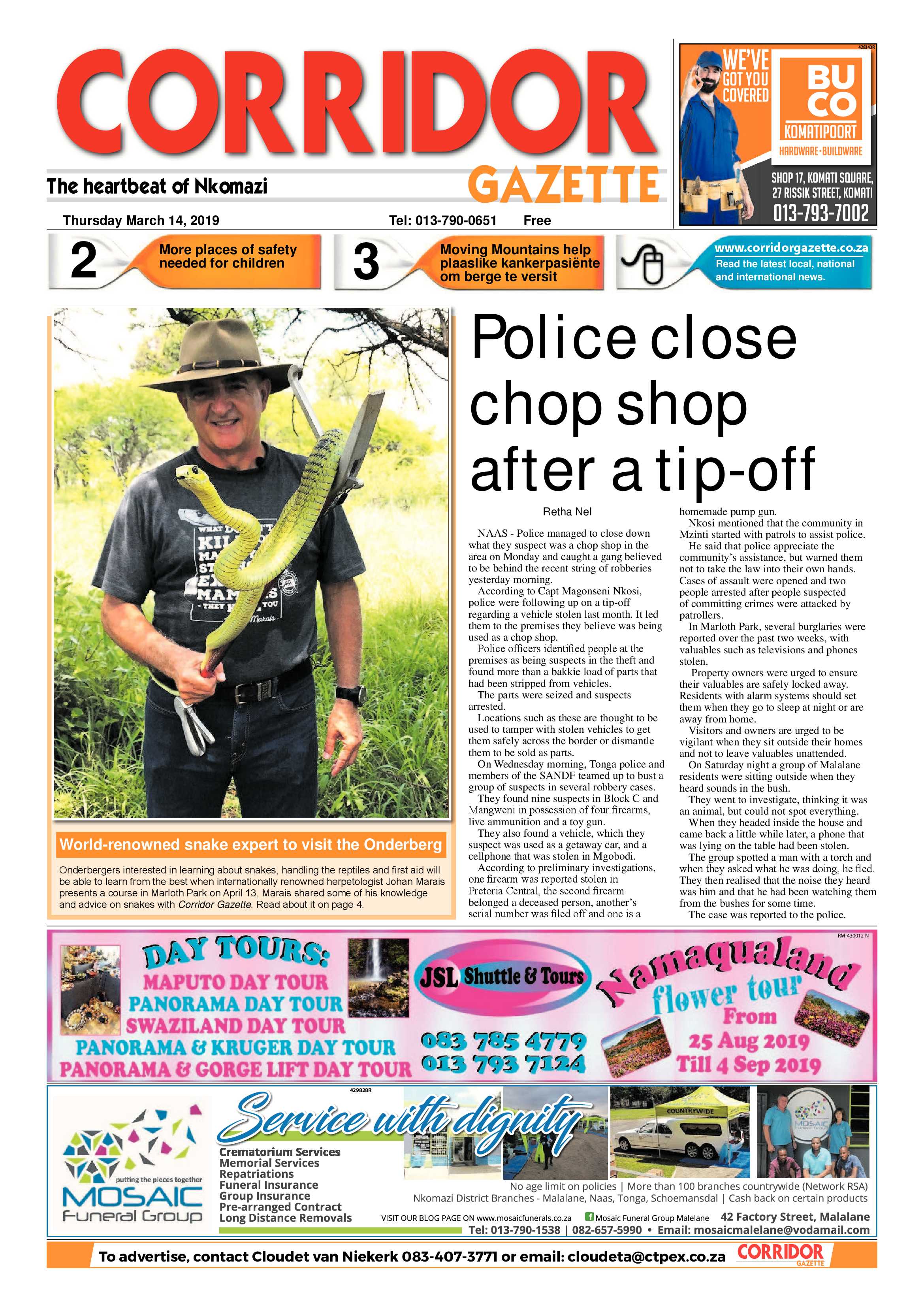 Corridor Gazette 14 March 2019 page 1