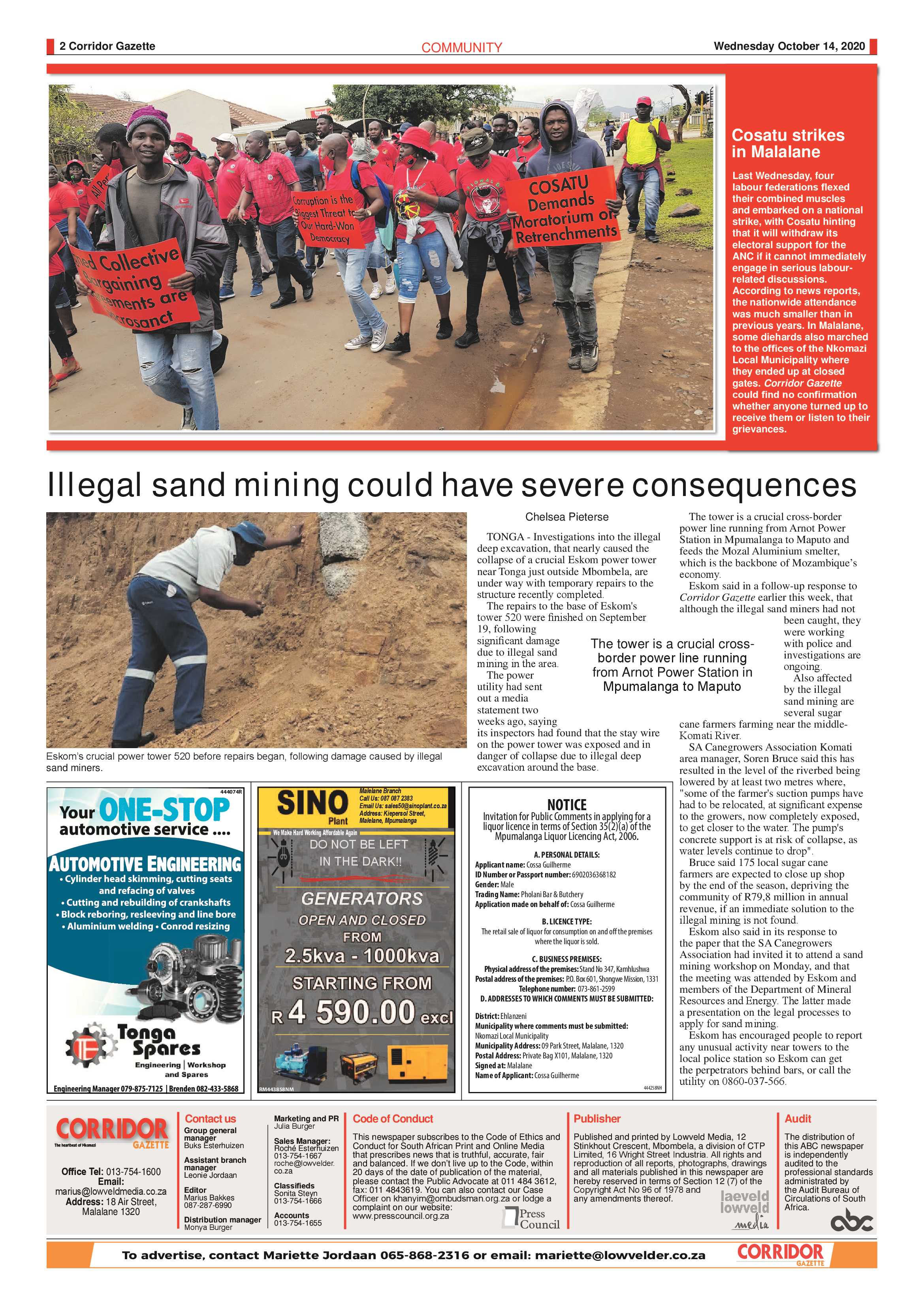 Corridor Gazette 14 October 2020 page 2