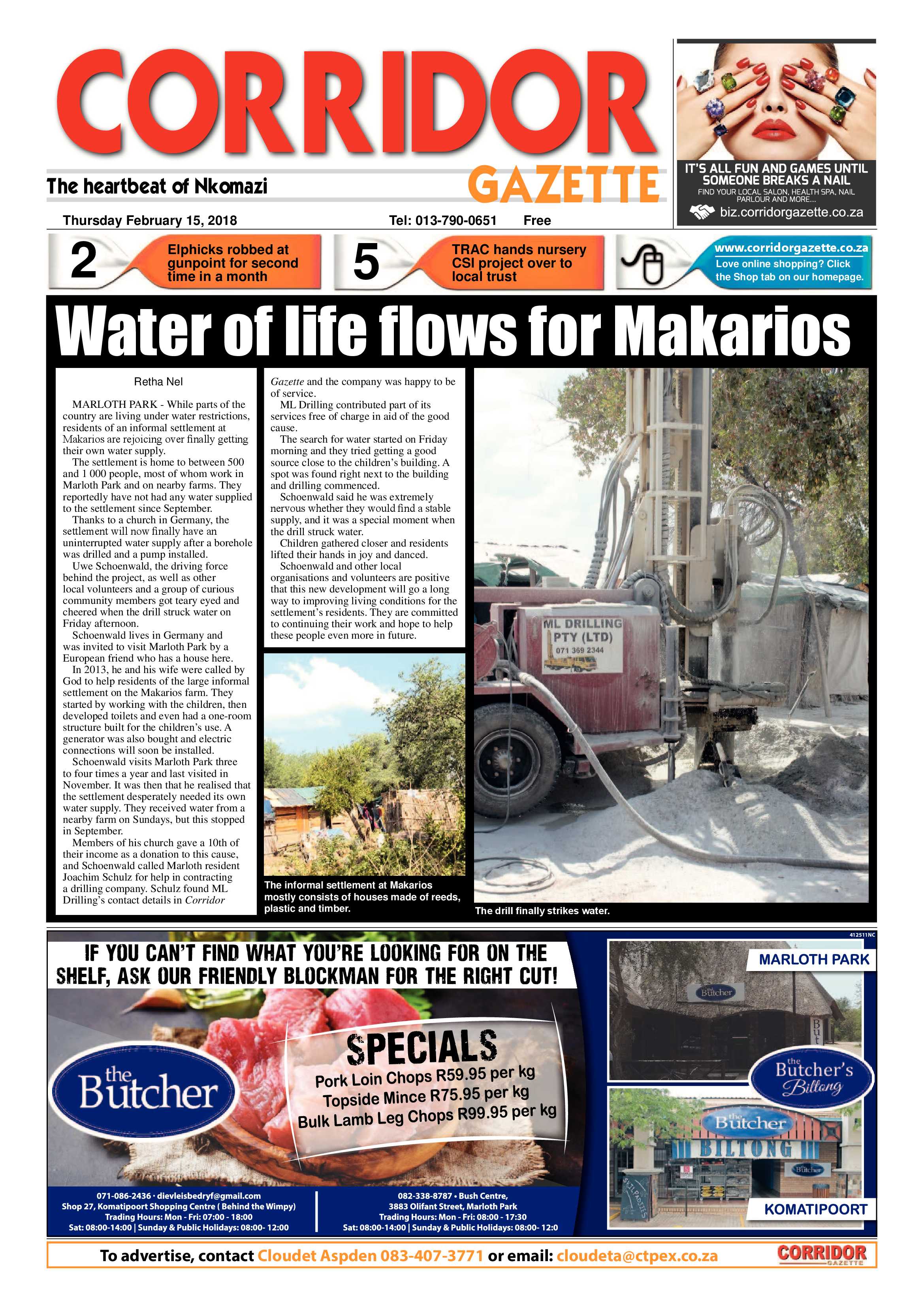 Corridor Gazette 15 February 2018 page 1