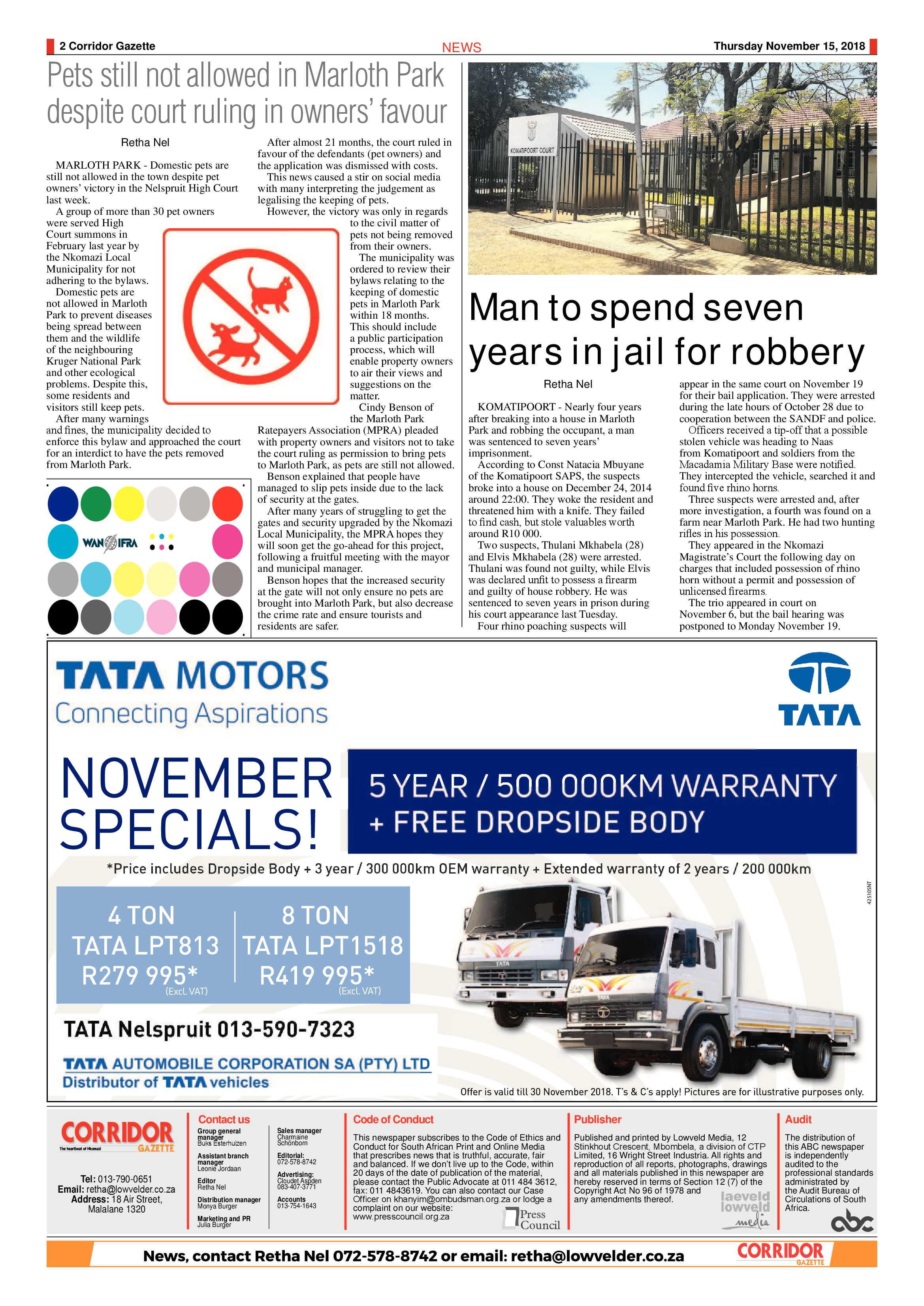 Corridor Gazette 15 November 2018 page 2
