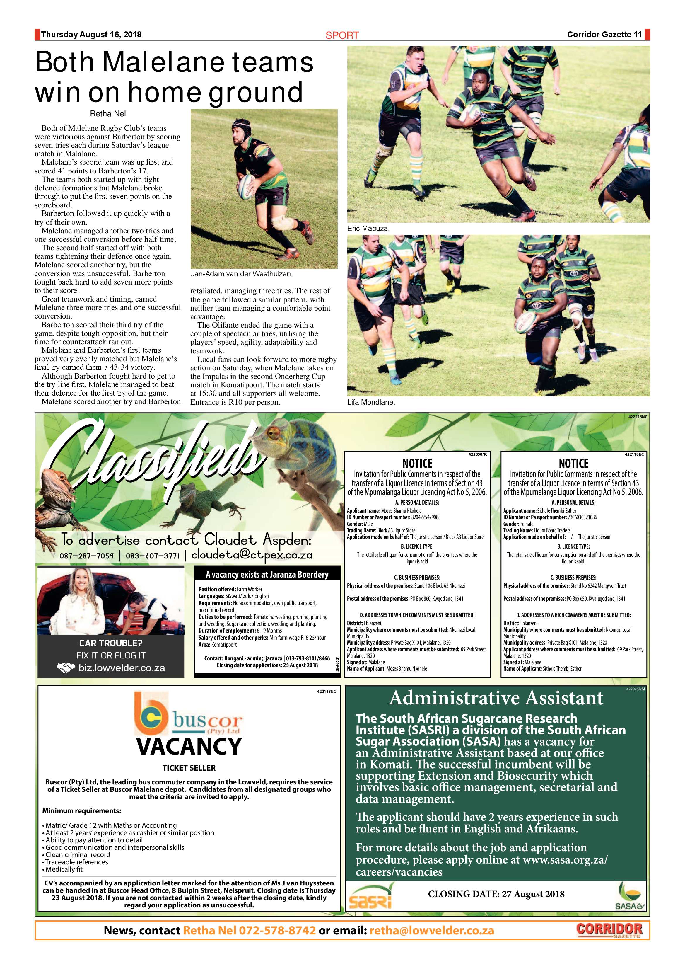 Corridor Gazette 16 August 2018 page 11