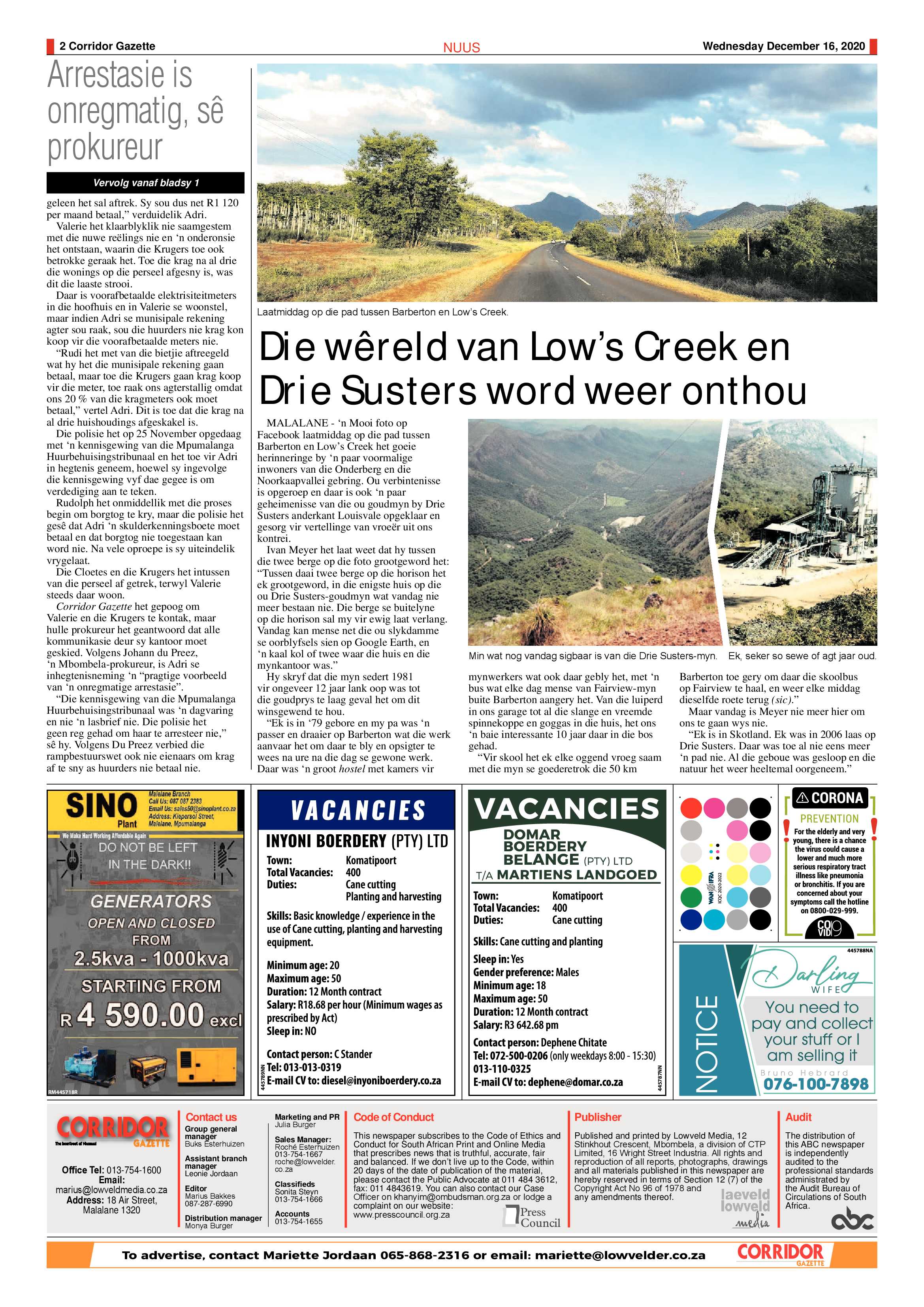 Corridor Gazette 16 December 2020 page 2