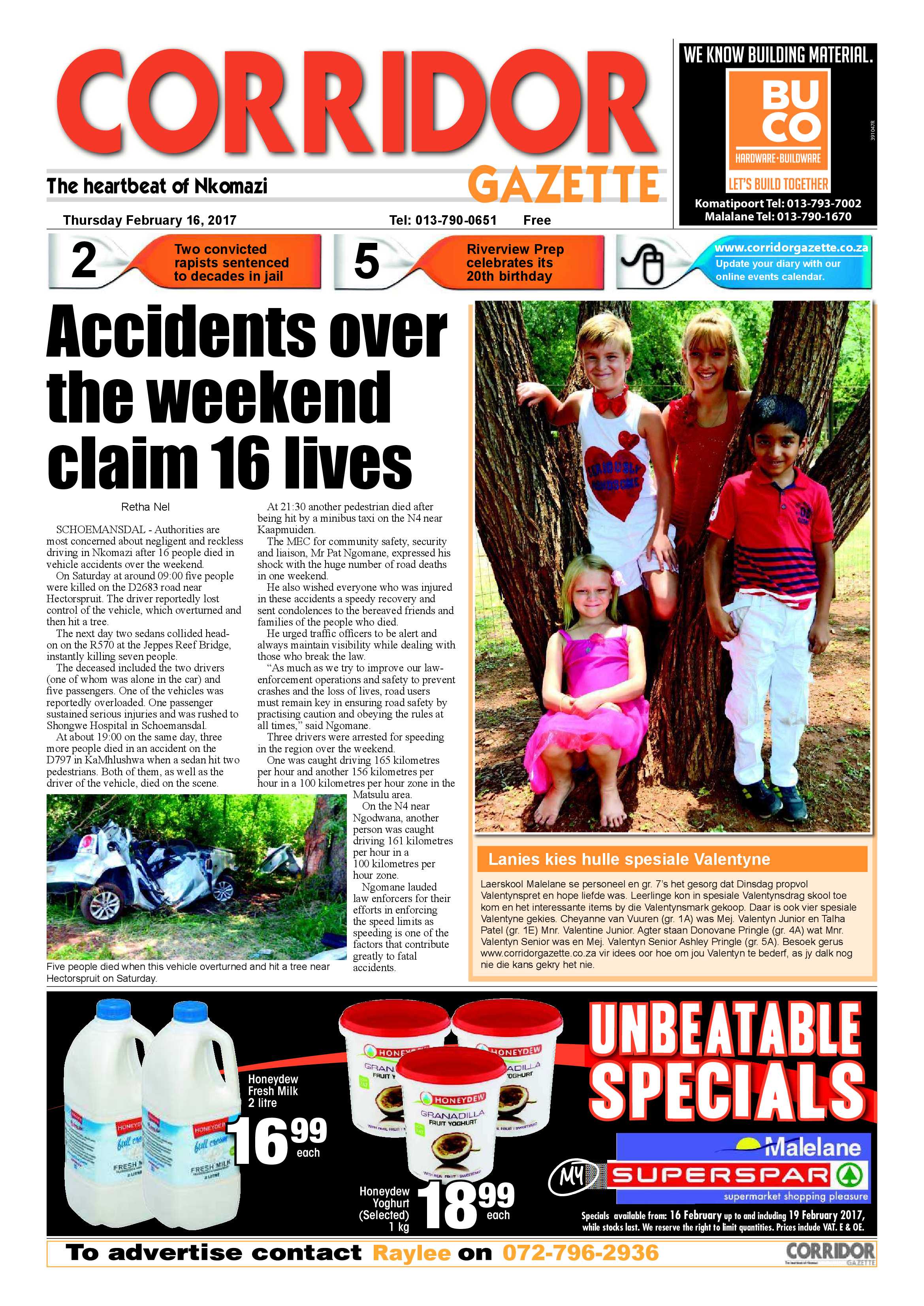 Corridor Gazette 16 February 2017 page 1