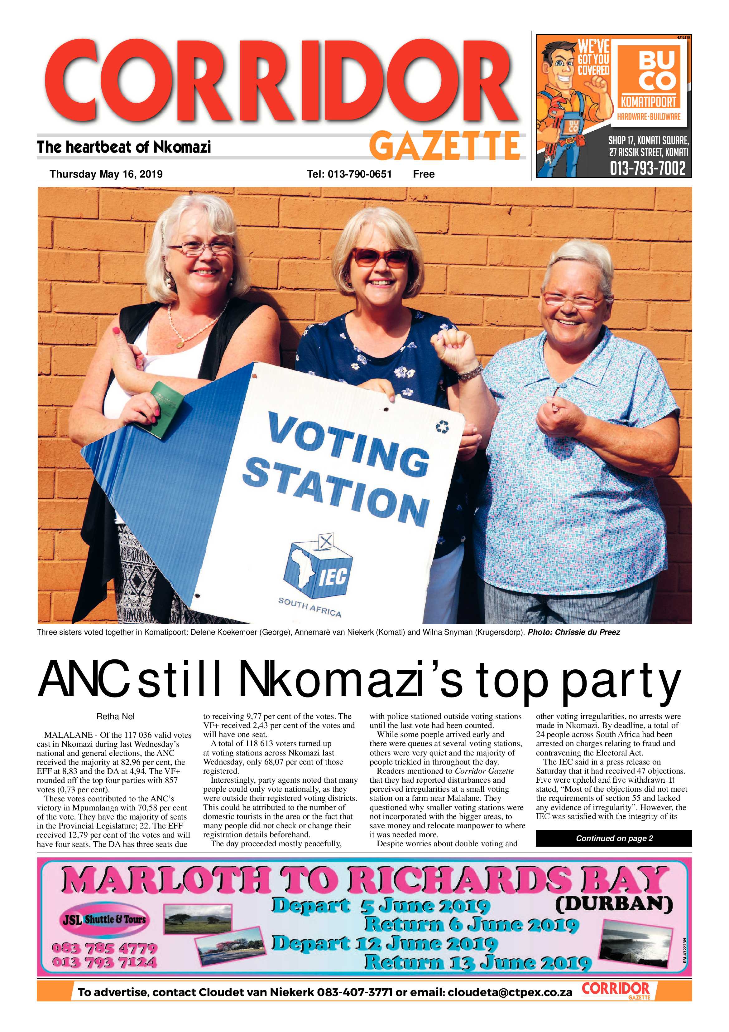 Corridor Gazette 16 May 2019 page 1
