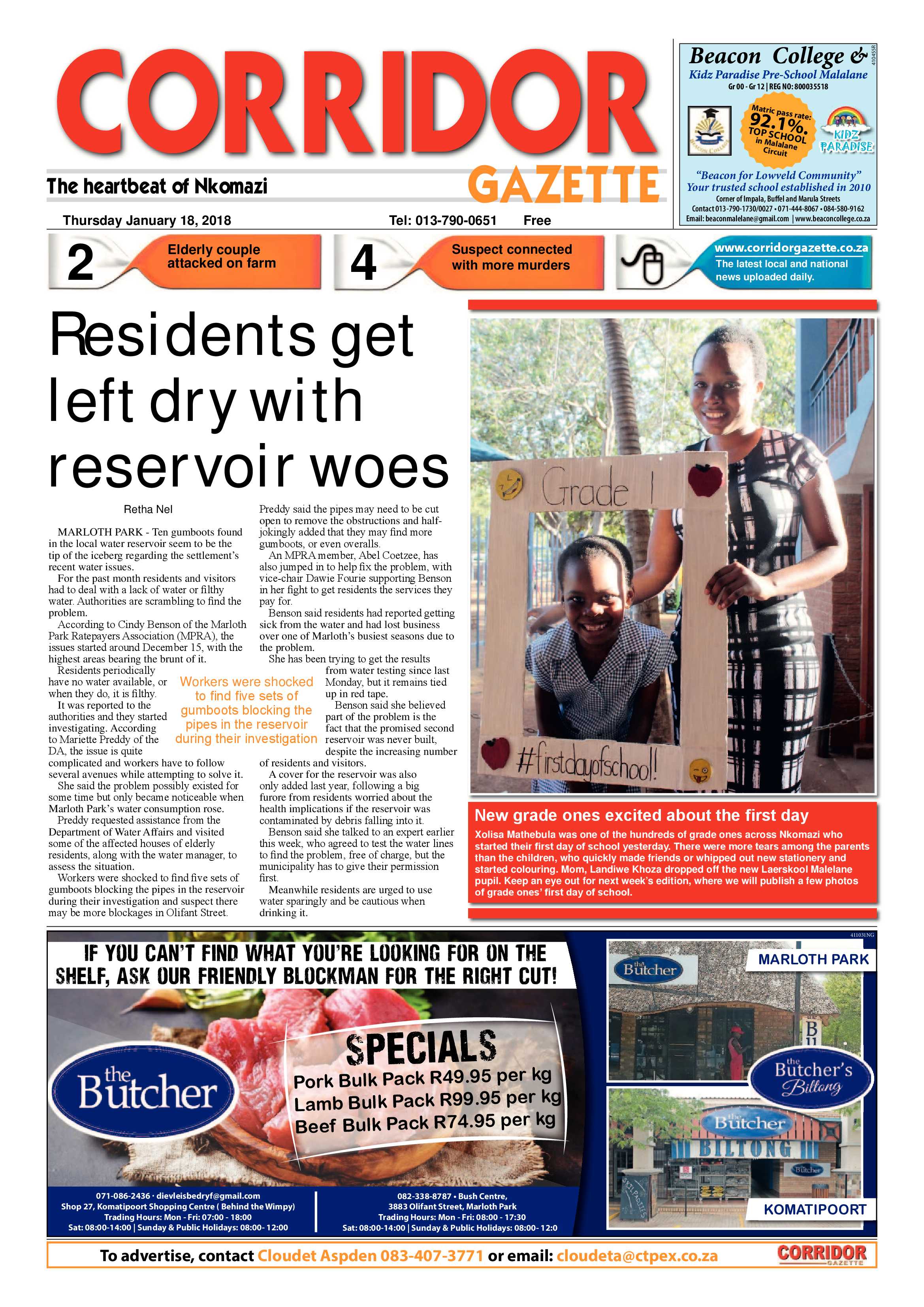 Corridor Gazette 18 January 2018 page 1