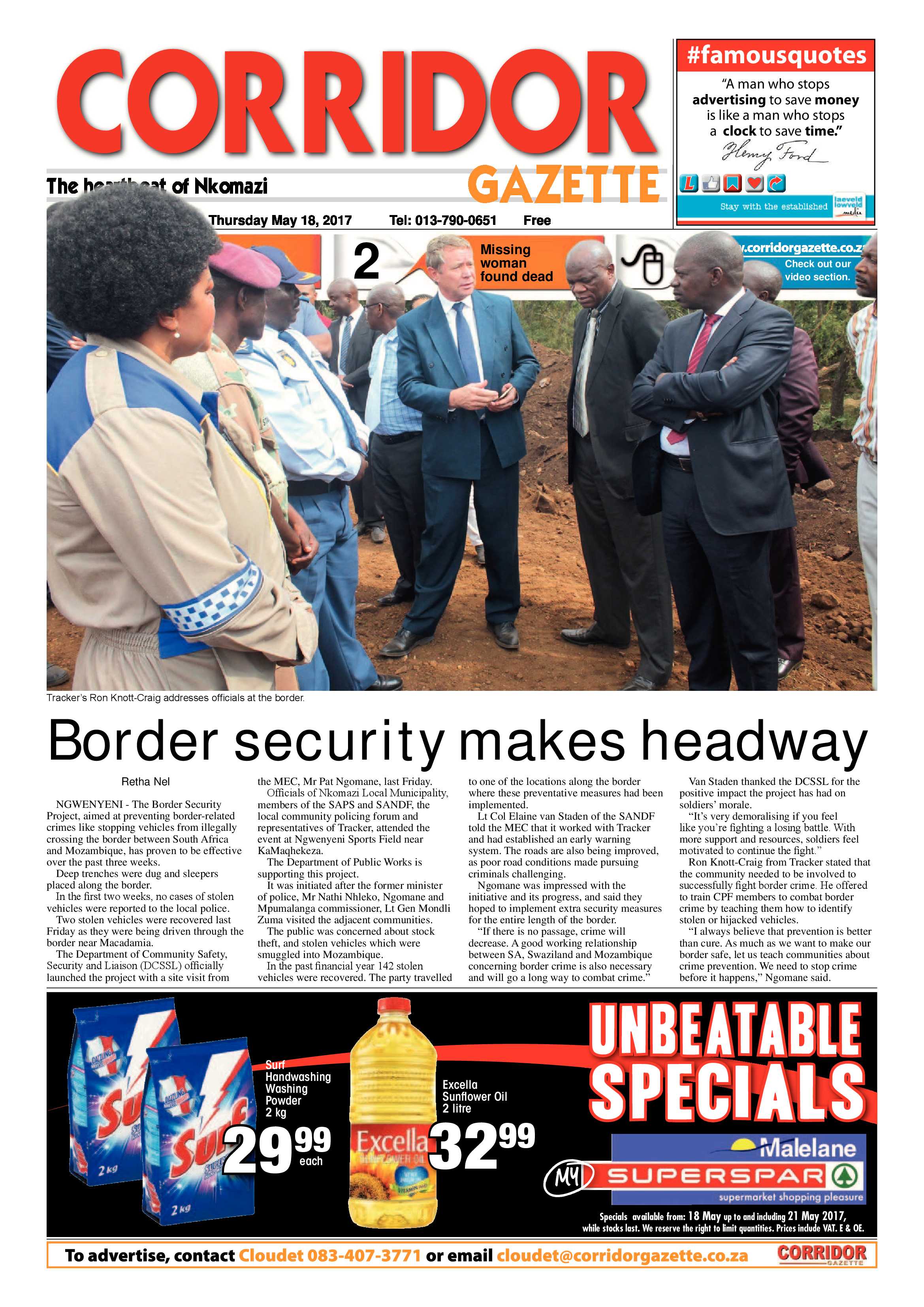 Corridor Gazette 18 May 2017 page 1