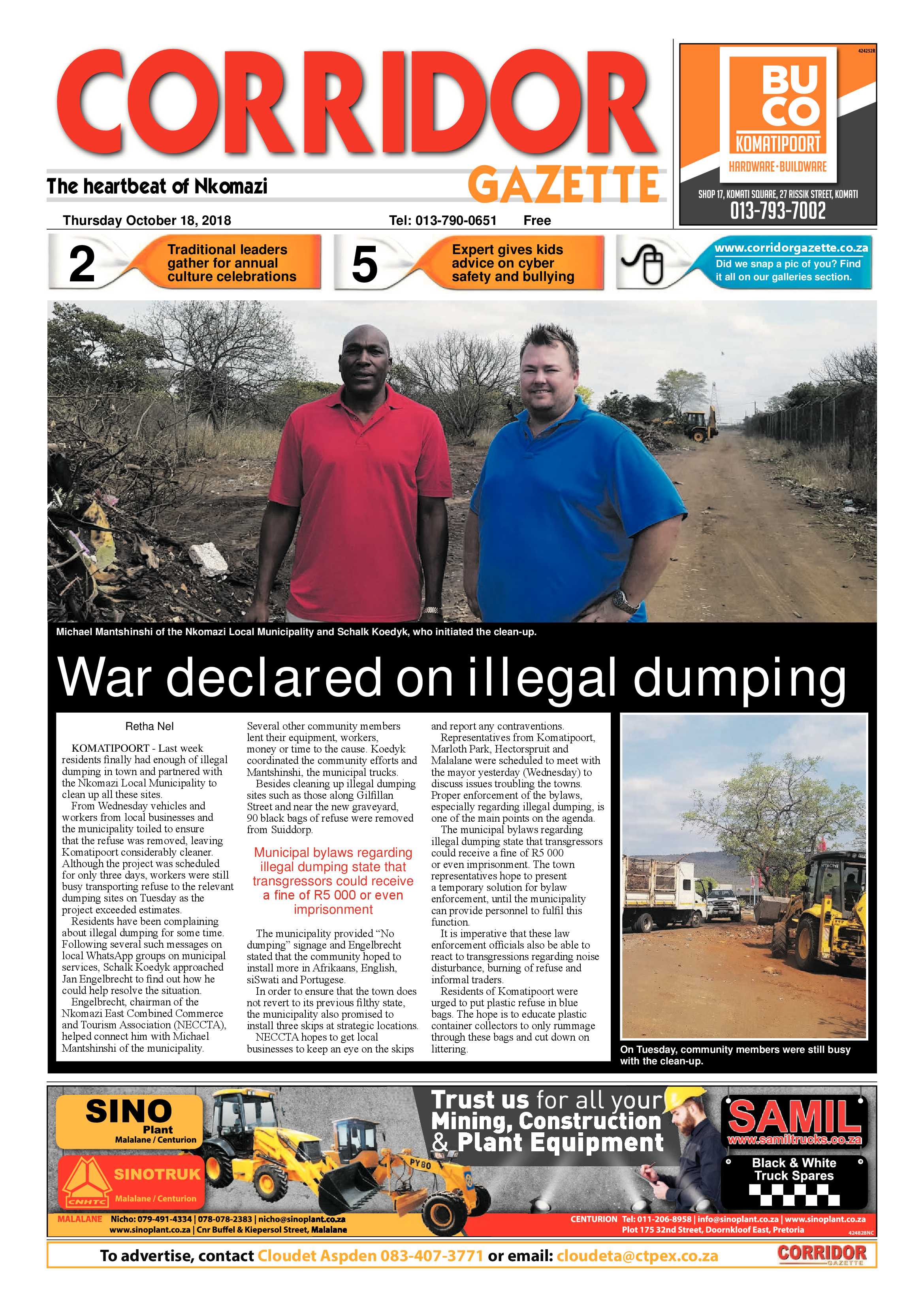 Corridor Gazette 18 October 2018 page 1