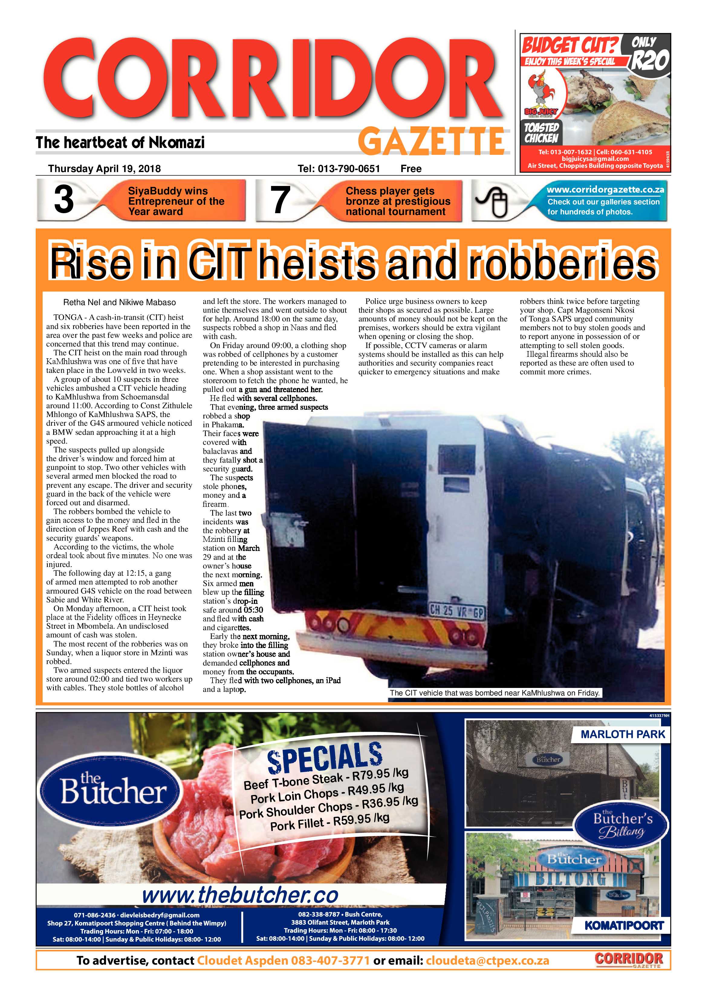 Corridor Gazette 19 April 2018 page 1