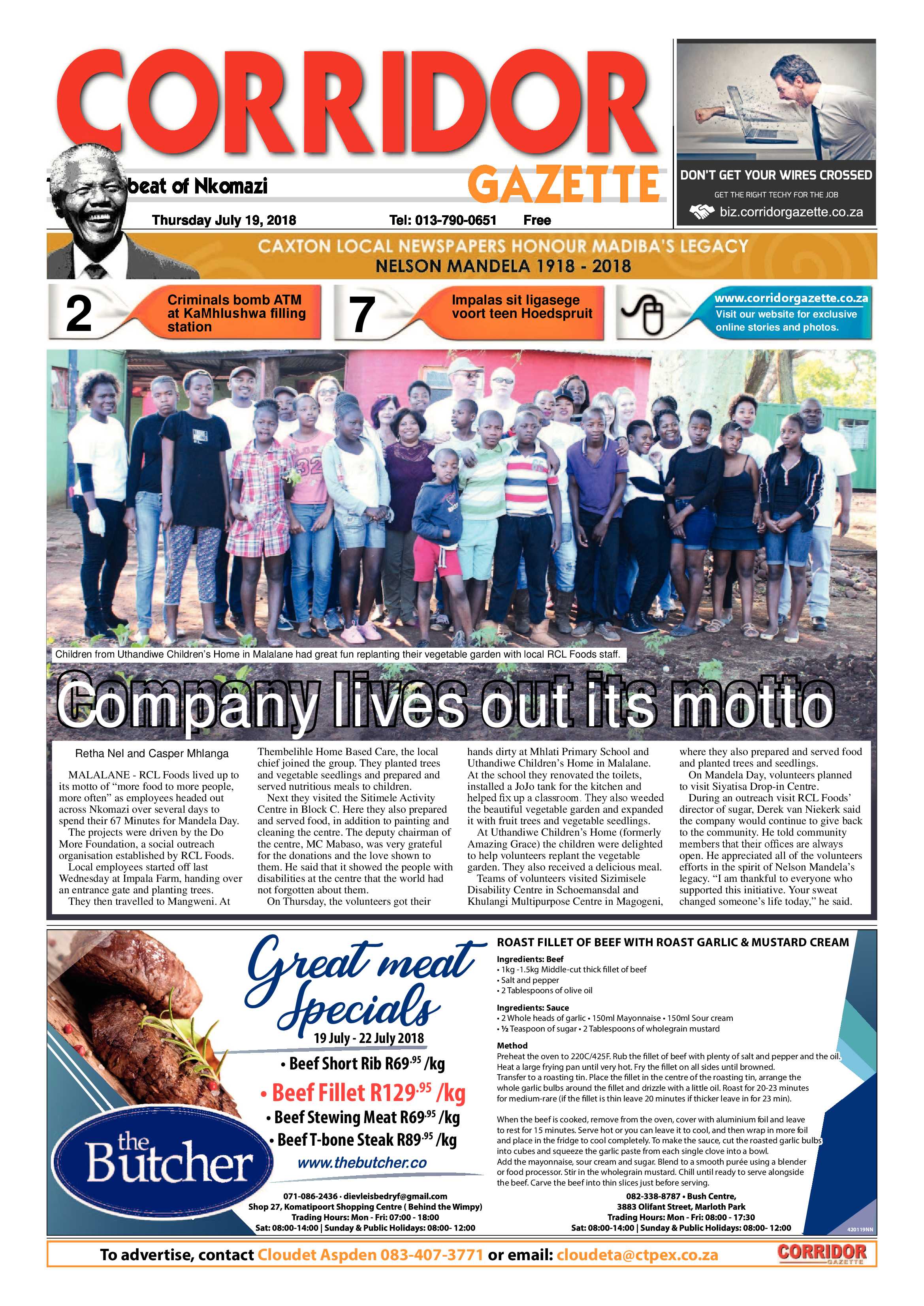 Corridor Gazette 19 July 2018 page 1