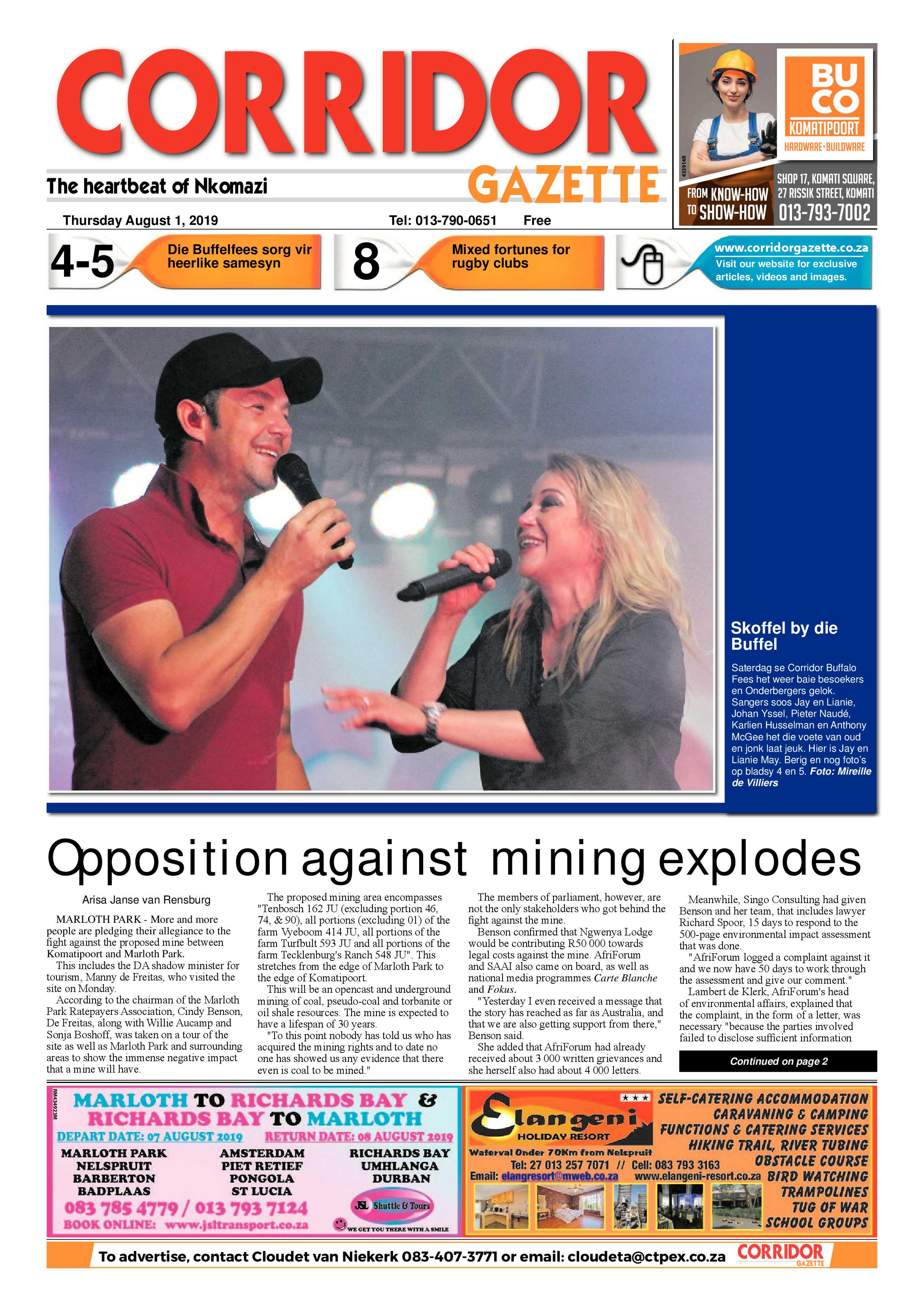 Corridor Gazette 1 August 2019 page 1
