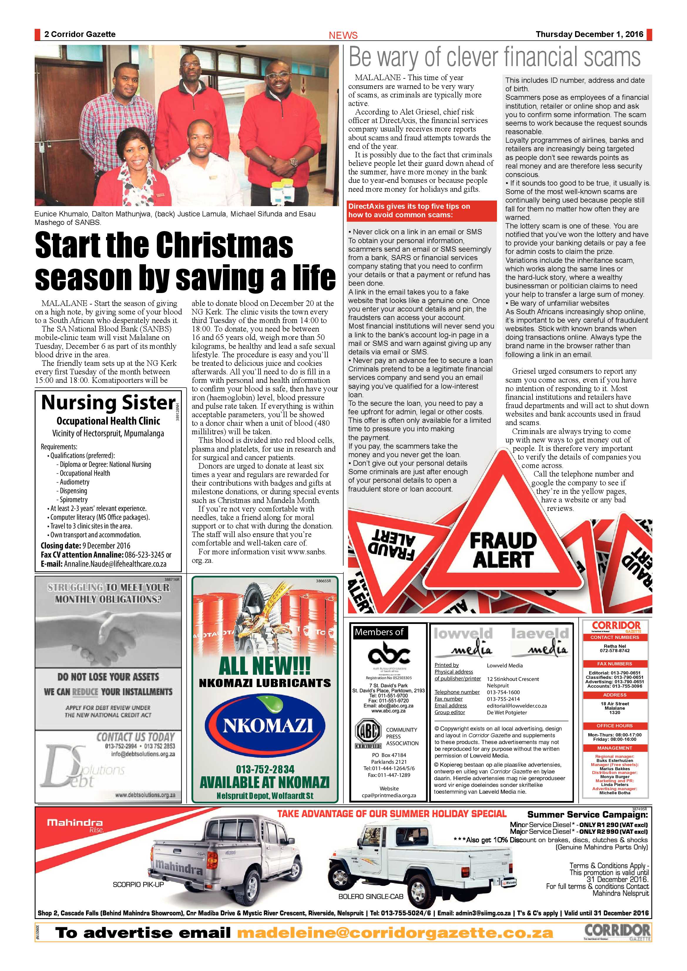 Corridor Gazette 1 Dec 2016 page 2