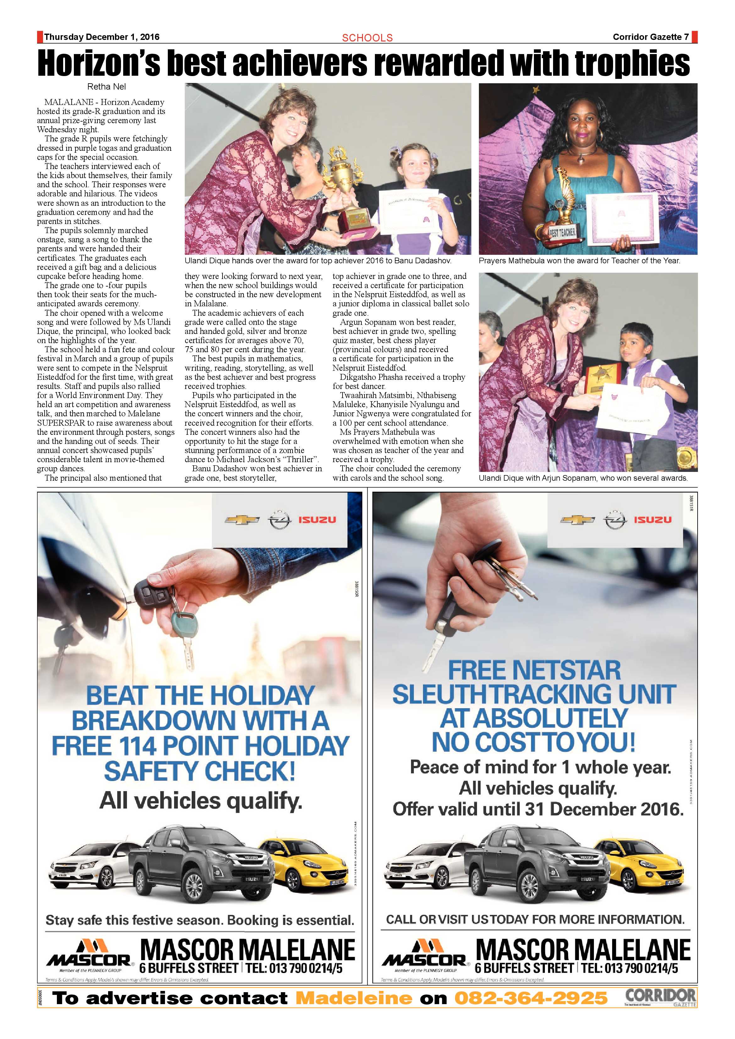 Corridor Gazette 1 Dec 2016 page 7