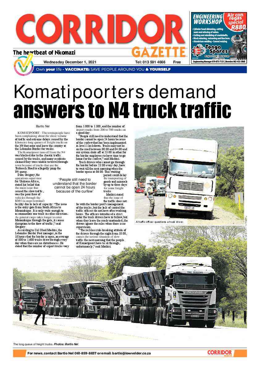 Corridor Gazette 1 December 2021 page 1